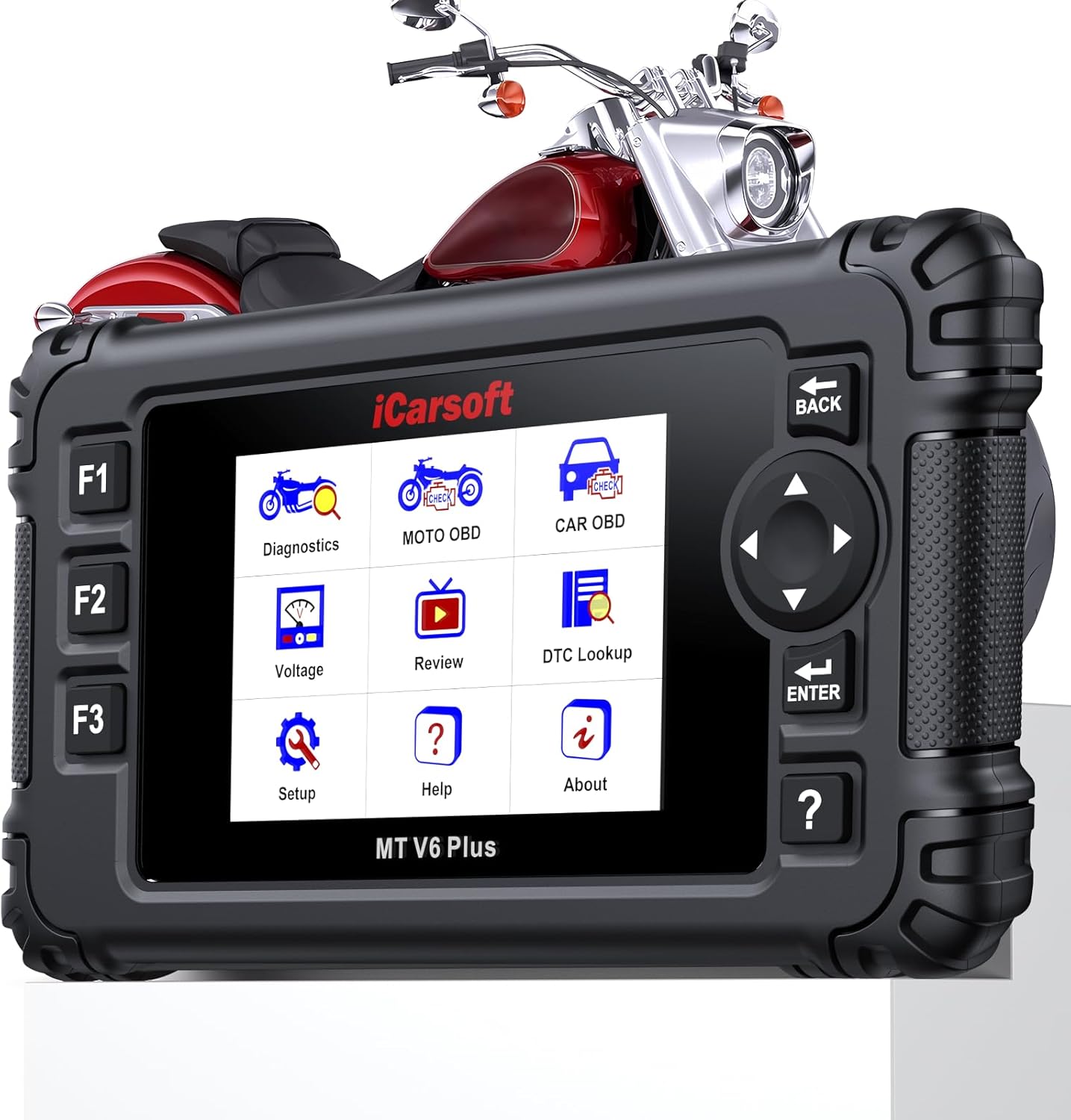 iCarsoft MT V6 Plus Motorcycle Scanner with Bidirectional Control for 21 Brands, Full System Motorcycle Diagnostic Tool, Full Resets/Actuation Test, Motorbike Code Reader+Car OBD2 Diagnostics 2 in 1