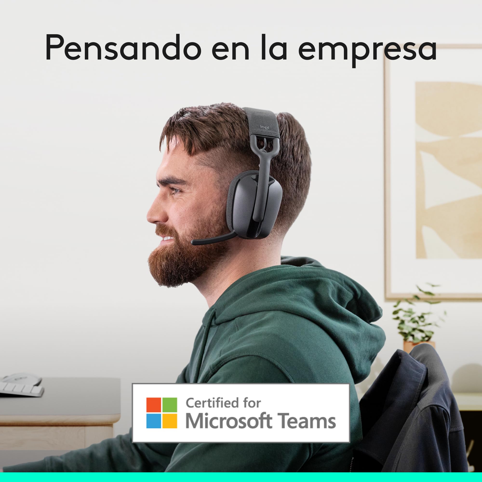 Logitech Zone Vibe Wireless Bluetooth® Auriculares | Micrófono con supresión de ruido, USB-A, USB-C, Google Meet, Google Voice, Zoom, Mac/PC - Gris