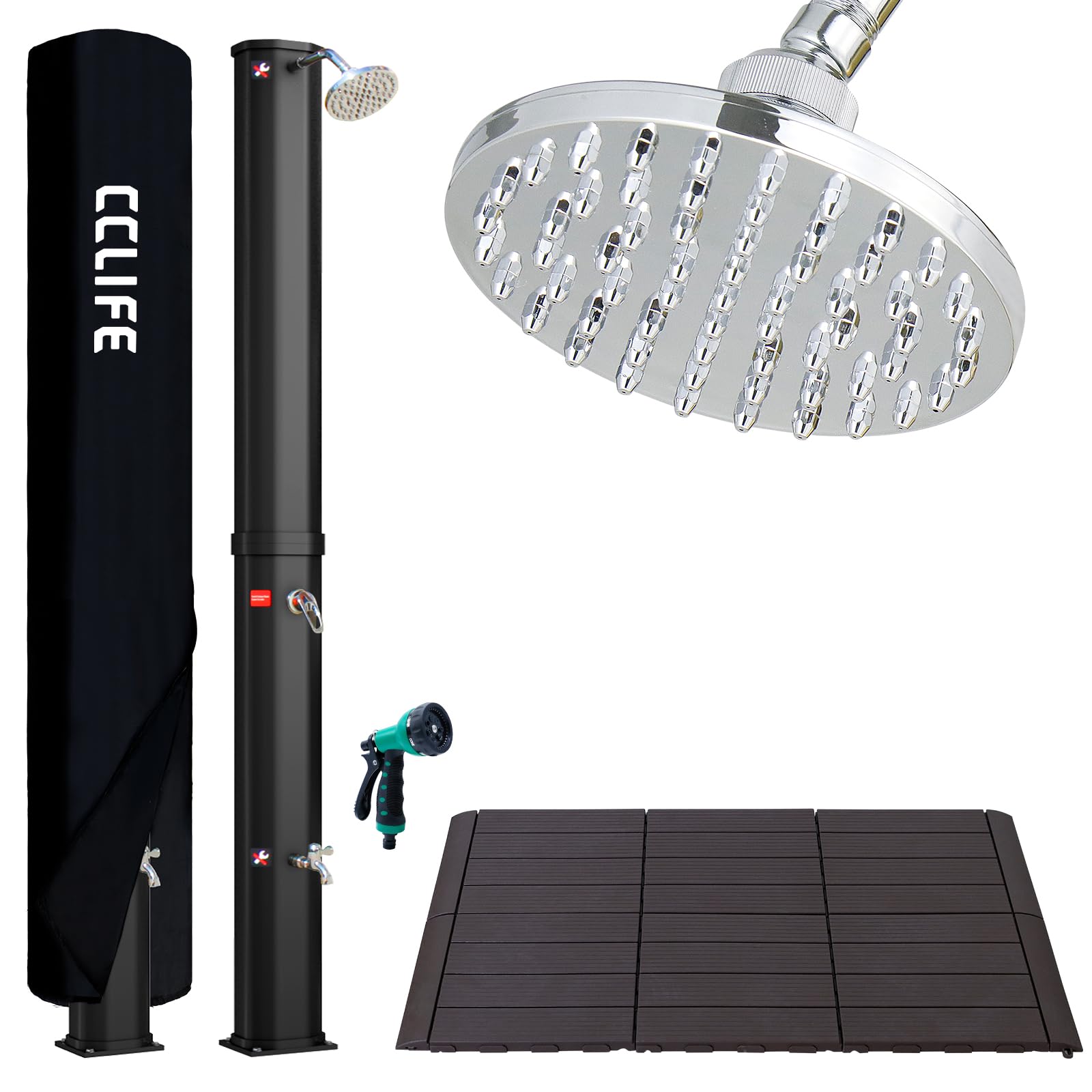 CCLIFE Solardusche 35L mit Kunststoffboden und Handbrause Solar Gartendusche Pooldusche Regendusche Außendusche Garten Brause warmes Wasser