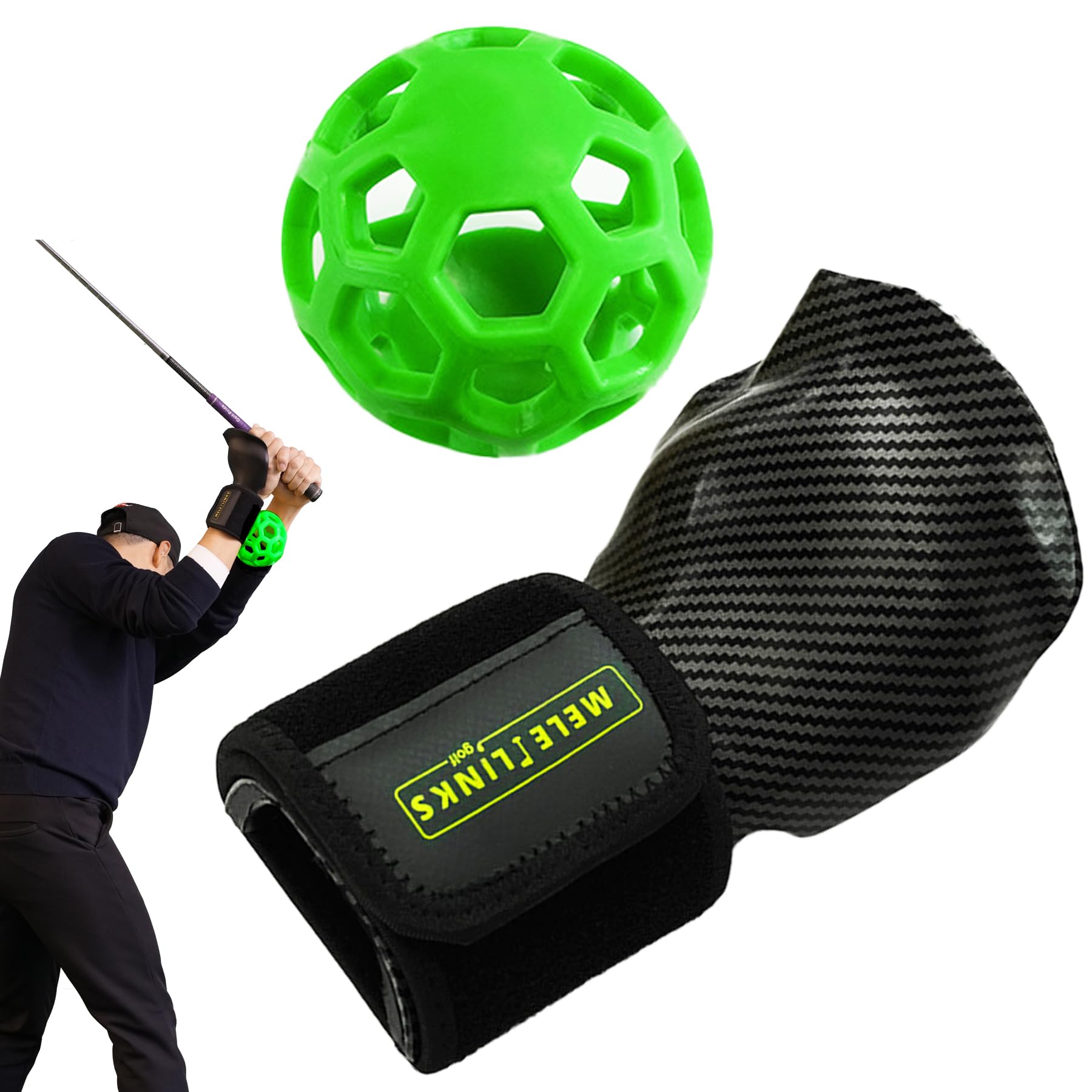 MELE LINKS Golf Trainer Ball, Golf Swing Trainer Ball, Golf Wrist Trainer, Golf Swing Posture Corrector, Smart Ball Golf Training Aid for Golfer Beginner Practice pro Swing (Green)