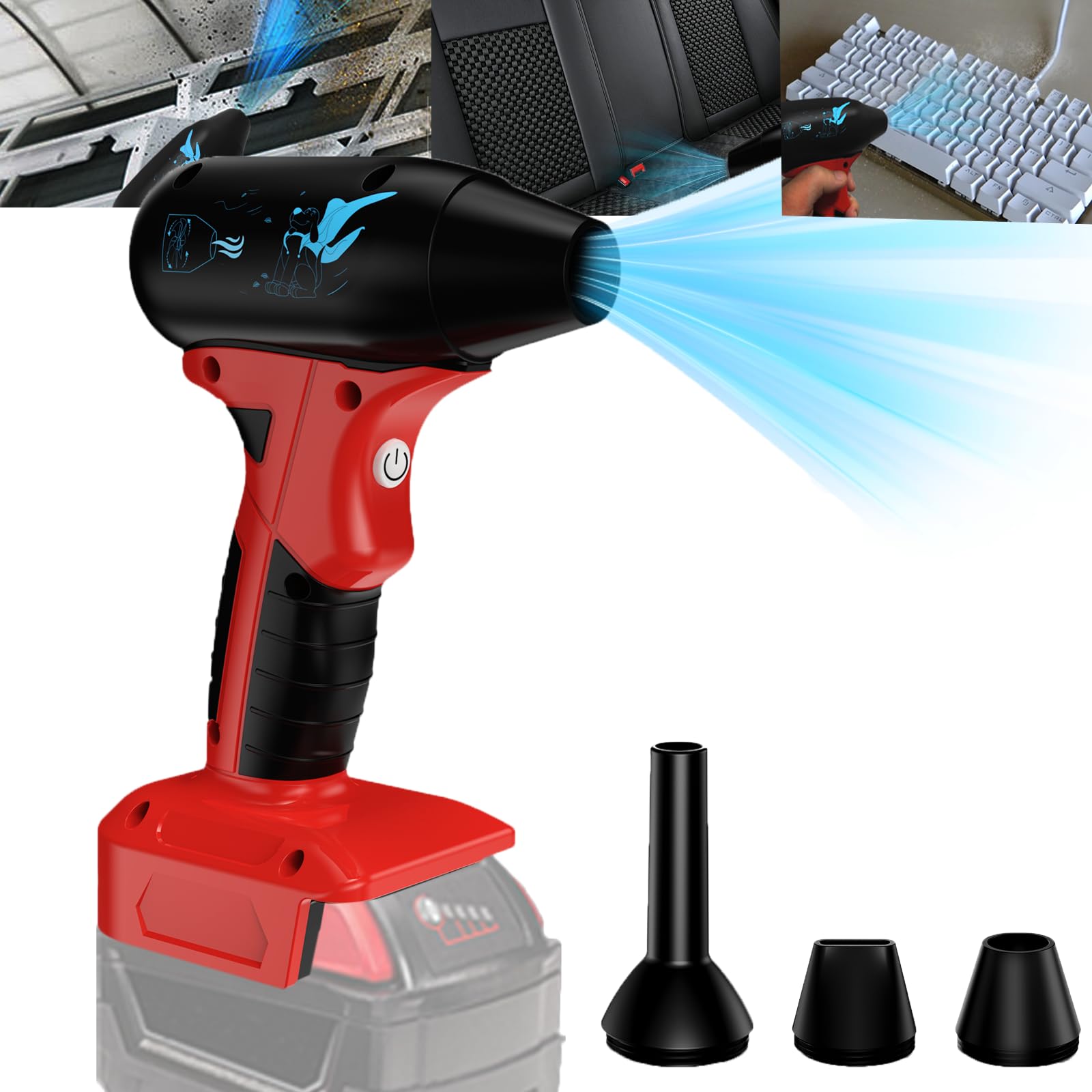 Milwaukee 18 V M18 Ventilateur à batterie au lithium Jet 130 000 tr/min Air comprimé Duster 4 vitesses réglables Ventilateur jet Mini ventilateur pour outils, voiture, ordinateur (pas de batterie)
