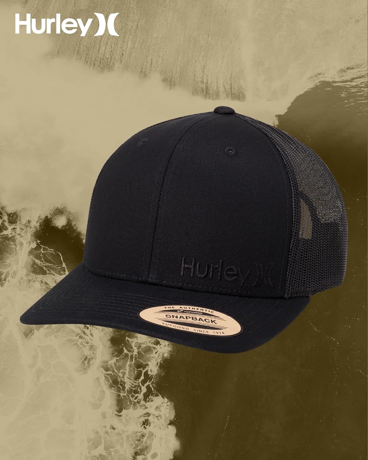 Hurley Men's Trucker Hat - Corp Snap Back Comfortable Curved Bill with Adjustable Snap Closure - Trucker Hats for Men - Image 7