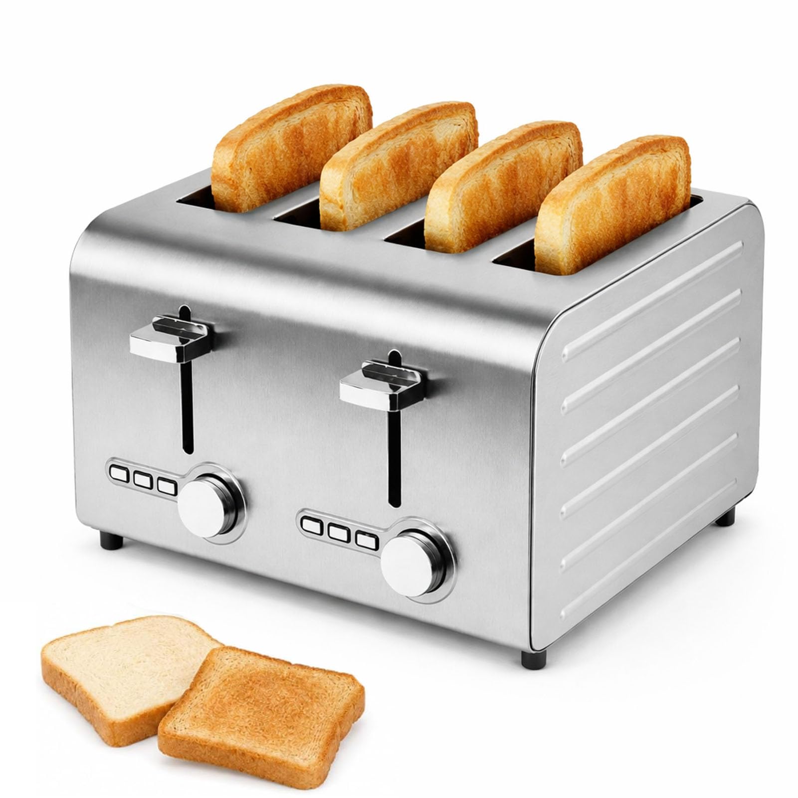Tostadora commerciale a 4/6 slot, tostapane automatico pop-up con 7 ° impostazioni di abbronamento, annullare/scongelare/avvio a un tasto, vassoio di briciola rimovibile, per muffin, vass 4slices