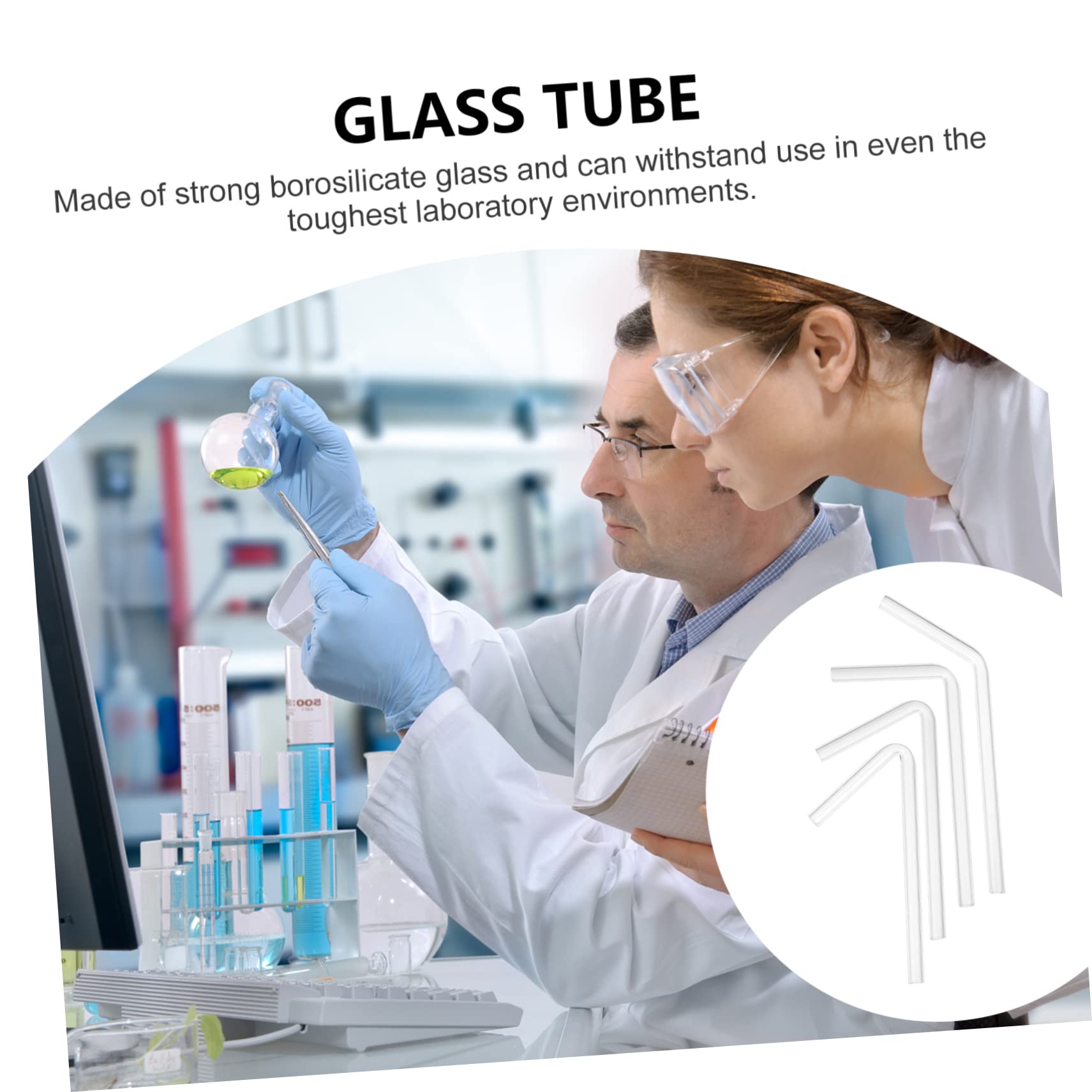 Set Da 40 Tubi Di Vetro Trasparenti a Gomito Per Esperimenti Chimici, Tubi Di Vetro Borosilicato Angoli 45°/60°/90°/120°, Strumenti Di Laboratorio Per Esperimenti Biologici e Chimici