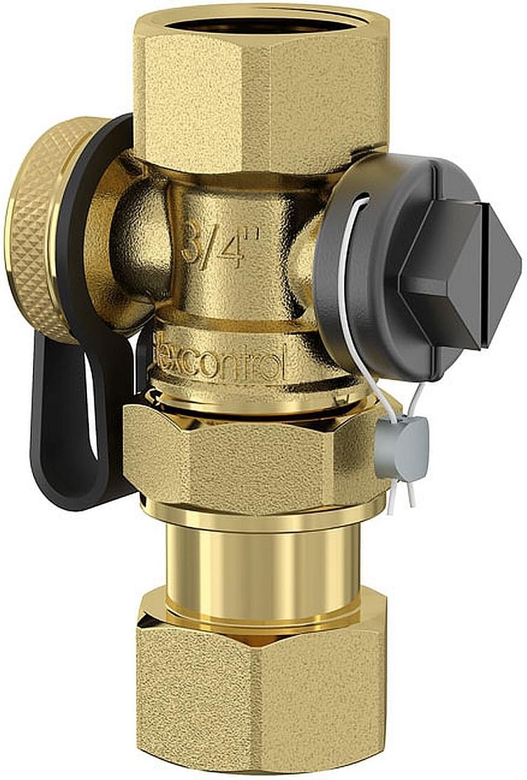 Flamco 28920 FlexControl 3/4" Expansion Tank Connection Group, Cap Valves with Secured Shut-Off and Hose Connection for Expansion Vessel