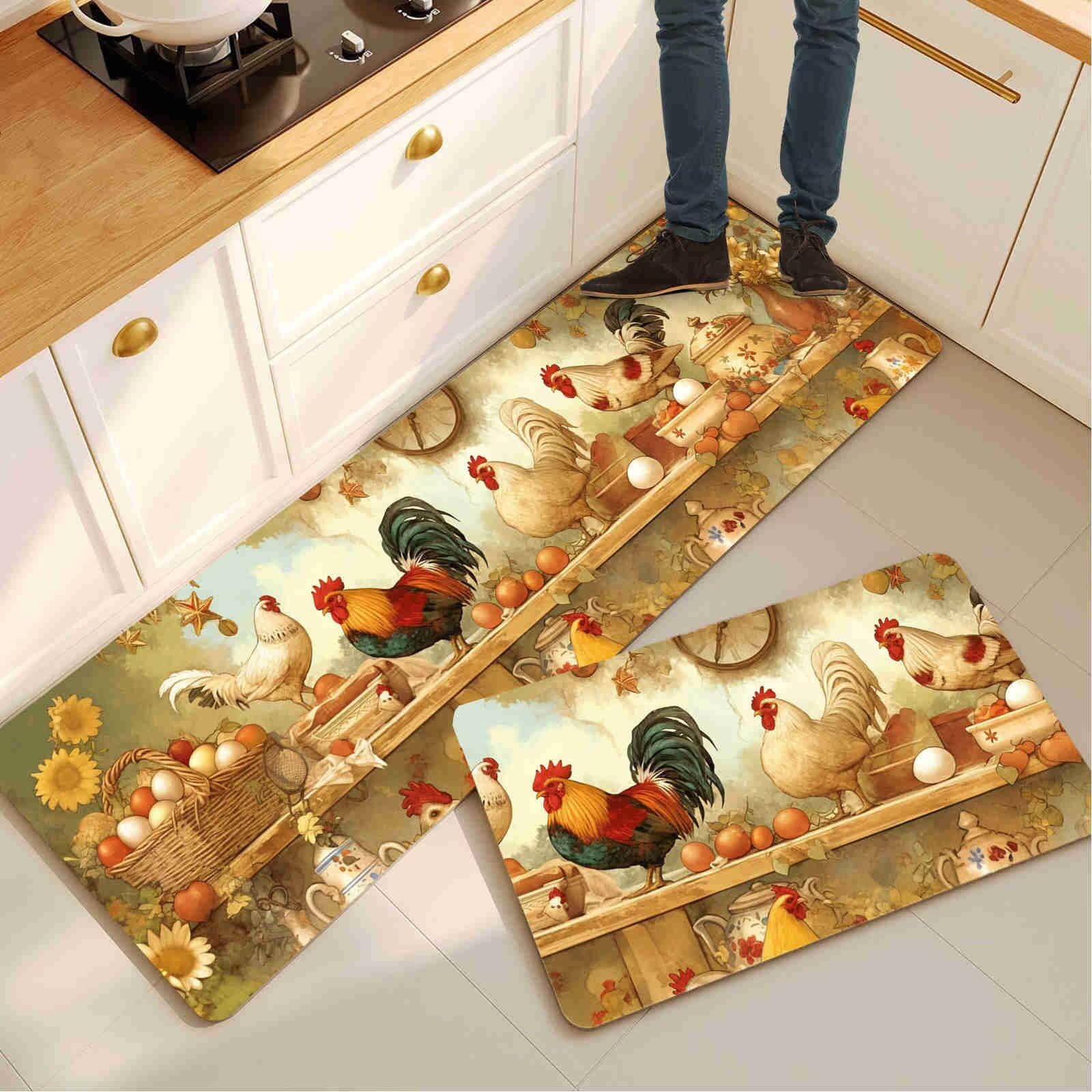 Tapis Cuisine Lot de 2 Tapis de Cuisine Antidérapant et Lavable Séchage Rapide Tapis de Sol Absorbant Tapis Couloir Tapis de Cuisine Devant Evier Tapis de Couloir Sunflower 45x70cm+45x140cm 14-1229