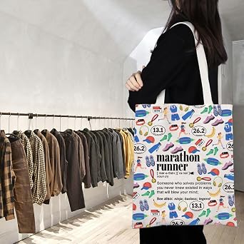 TGBJE Marathon Runners Tote Bag Track and Field Gifts For Fitness Athlete Running Lover Gift