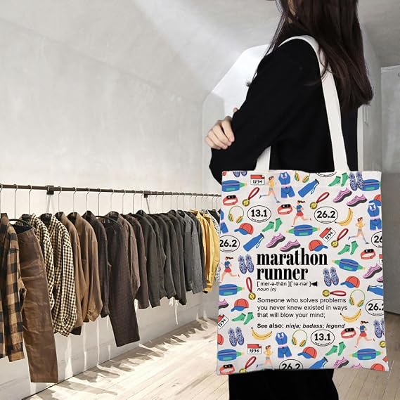 TGBJE Marathon Runners Tote Bag Track and Field Gifts For Fitness Athlete Running Lover Gift