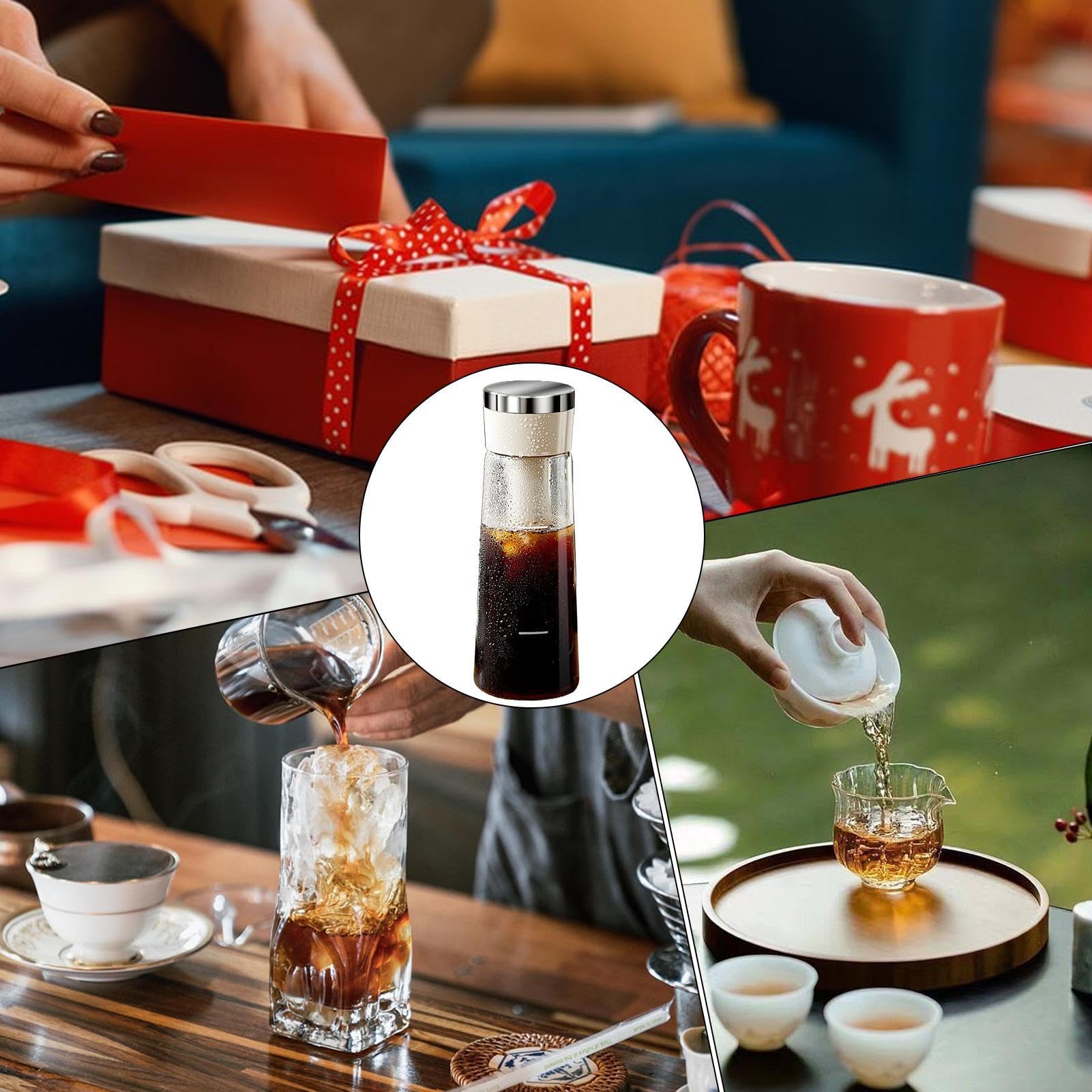 Jarra Para Café Cold Brew | Jarra Infusora De Té Helado Tipo Prensa | Máquina Multiusos Para Bebidas Con Ancha Para Picnics Cafeterías Y Excursiones De Camping