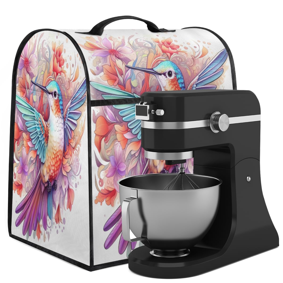 Coffee Maker Cover Watercolor Flower Hummingbird Kitchen Appliance Covers Small Appliance Covers Blender Cover Juicer Cover Dust Covers for Kitchen Appliances with Top Handle and Pockets,B240