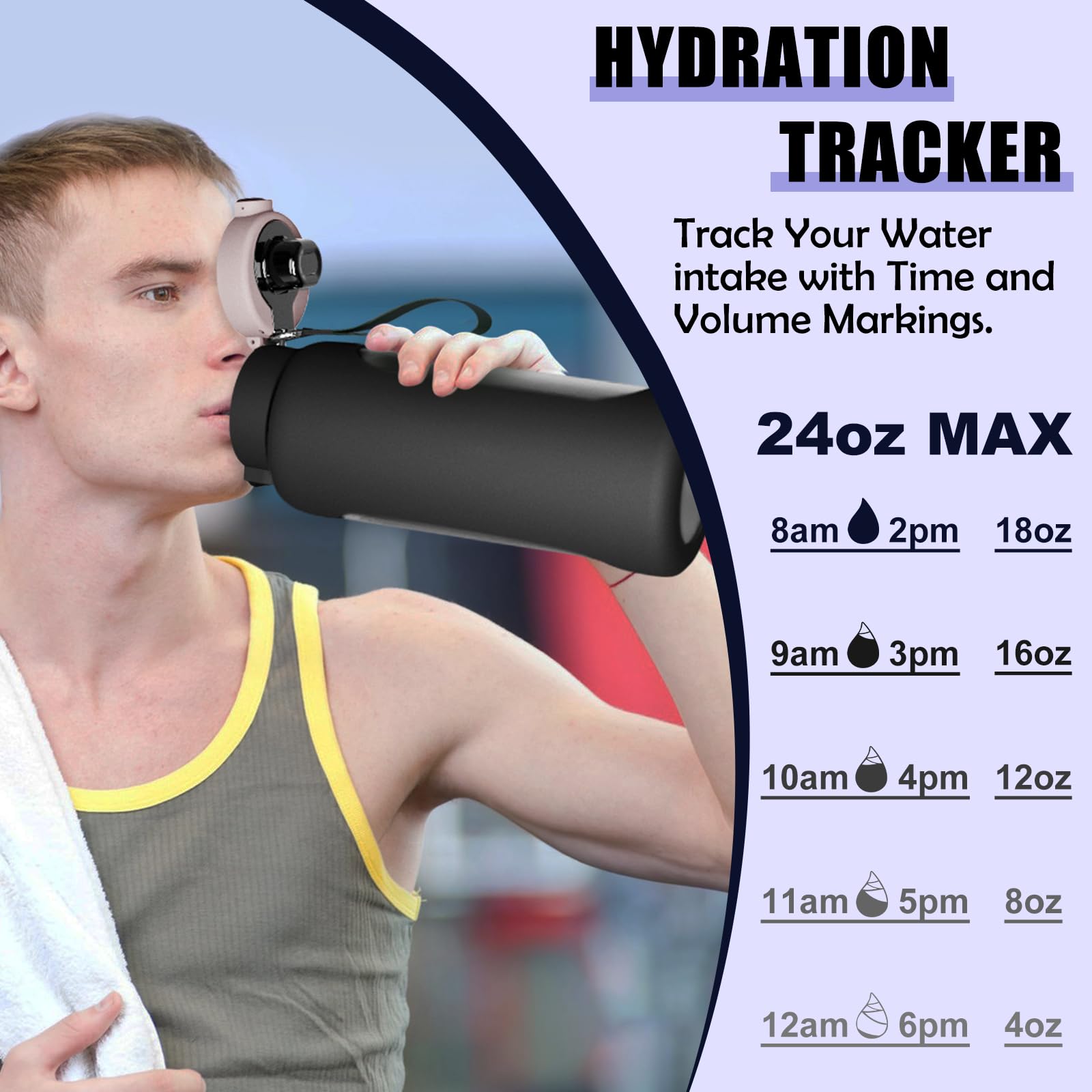 ANOTION Botella de agua de vidrio de 40 onzas, botella de agua deportiva grande con tapa de doble bebida, botellas de vidrio transparente a prueba de fugas con popote, jarra motivacional con funda de