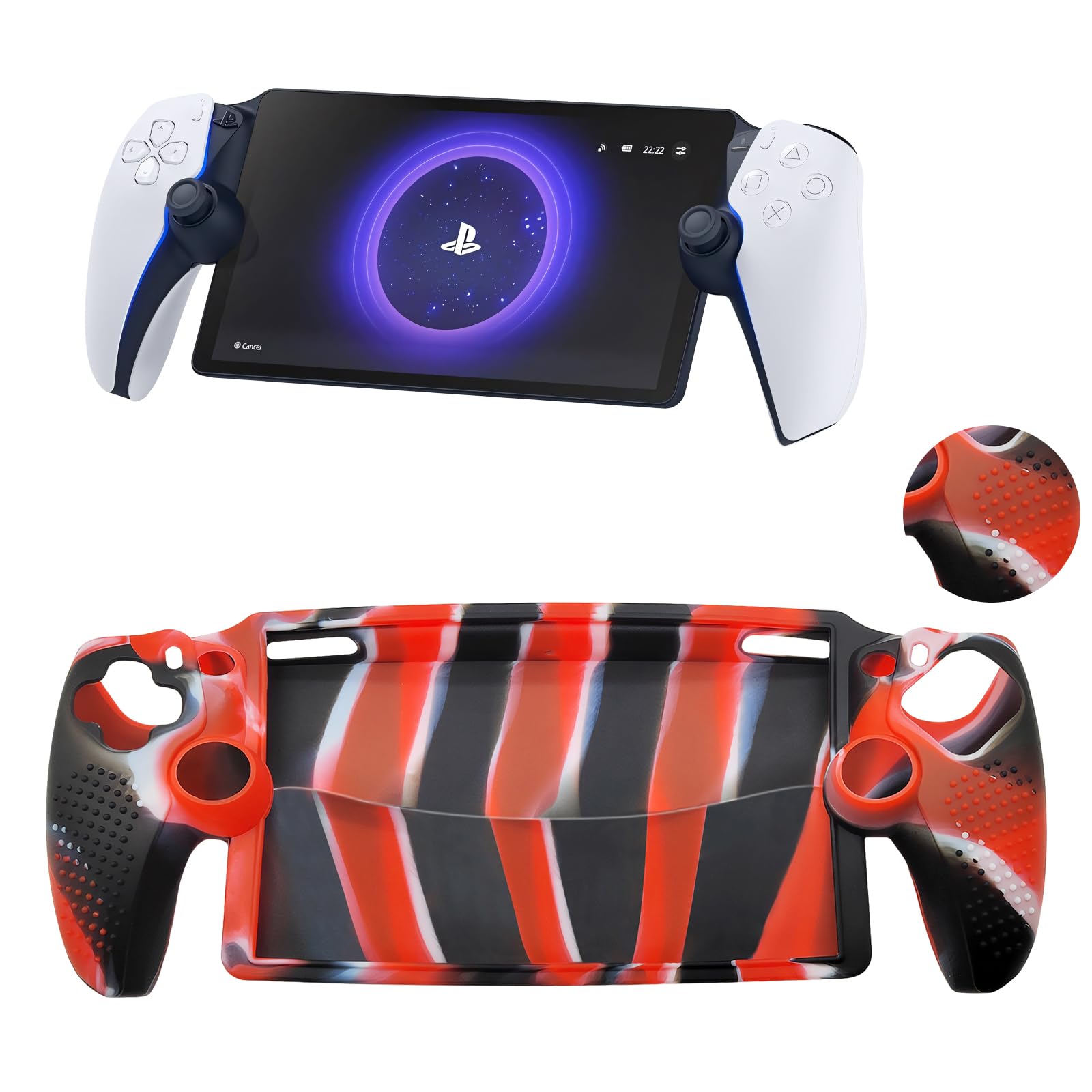 GOHHME for Sony Playstation Portal Case Silicone Non-Slip Anti-Fingerprint Scratch Shock-Absorption Soft Protective Skin Cover for Playstation Portal (Red)