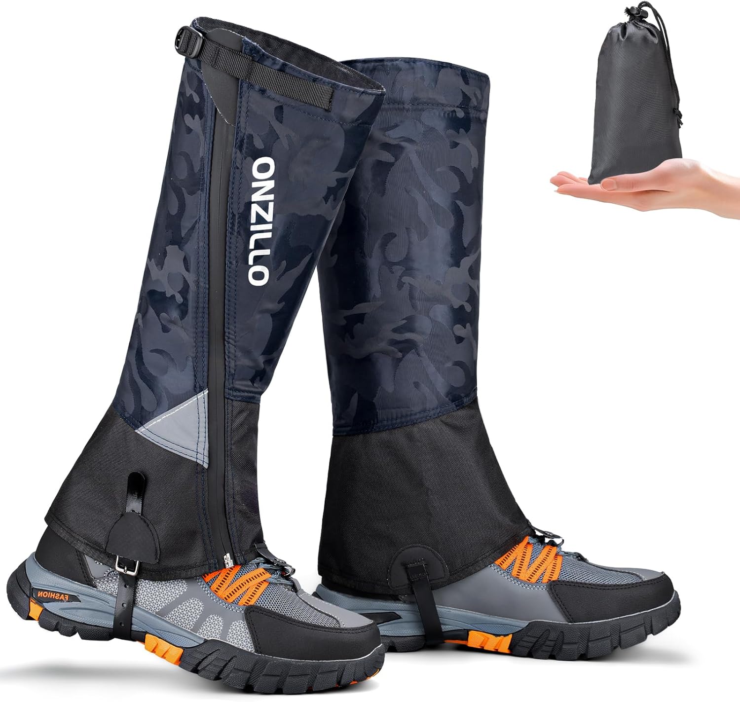 Leg Gaiters, Upgraded 1000D Waterproof Snow Gaiters with Reflective Patch, Hiking Boots Gaiters with Ajustable Foot Strap, Lightweight Leg Shoe Guards Gators Leg Gaiters, Upgraded 1000D Waterproof Snow Gaiters with Reflective Patch, Hiking Boots Gaiters with Ajustable Foot Strap, Lightweight Leg Shoe Guards Gators