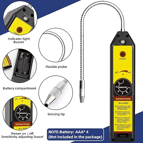 Miniatura 7 de BACOENG Juego de bomba de vacío y medidor de CA de 4.5CFM, kit de bomba de vacío HVAC de 4 vías con detector de fugas para refrigerantes R134a R22