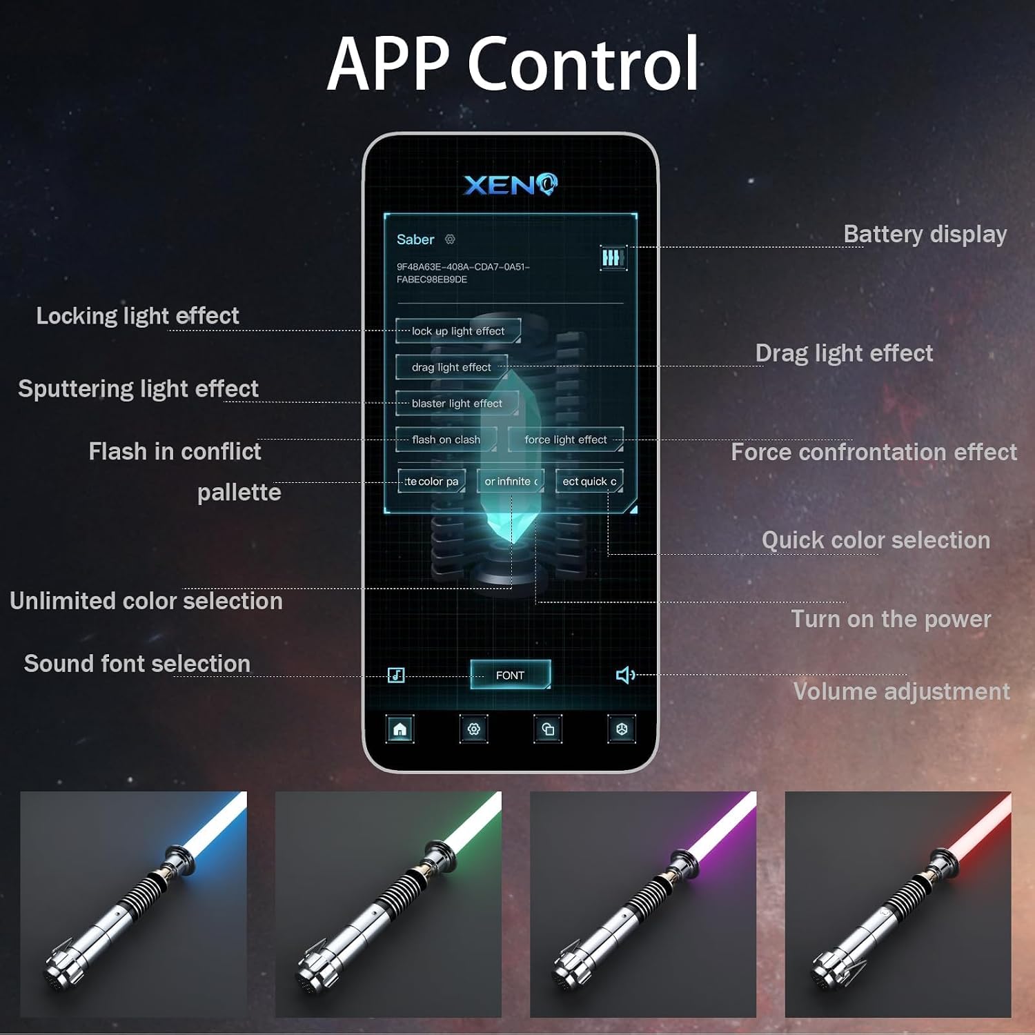 Smooth Swing Dueling Lightsaber, Metal Hilt RGB FX Saber, Motion Control, 16 Sound Fonts 16 Colors, APP Control, Rechargeable Lightsaber for Cosplay Halloween Christmas (Silver Handle) image 2