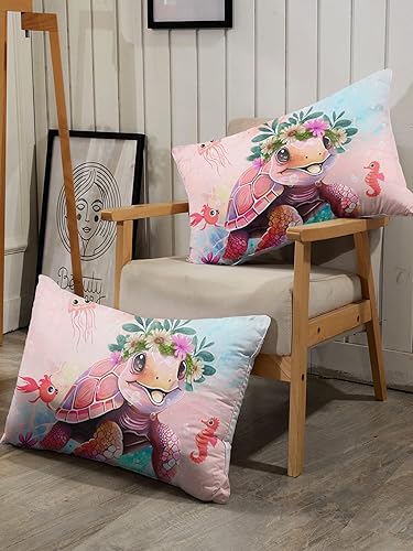 Miniatura 5 de CVHOUSE Juego de ropa de cama de tortuga marina, juego de funda de edredón de playa oceánica, funda de edredón de tortuga para niños y niñas (1