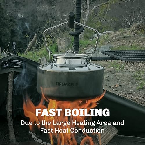 Vista 3 de Fire-Maple Antarcti - Hervidor portátil de acero inoxidable ligero de 1 litro Tetera de campamento duradera y portátil Ideal