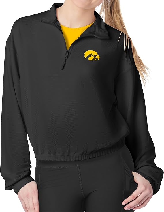 CERTO NCAA Quarter Zip Cropped Pullover, Long Sleeve Sweatshirt