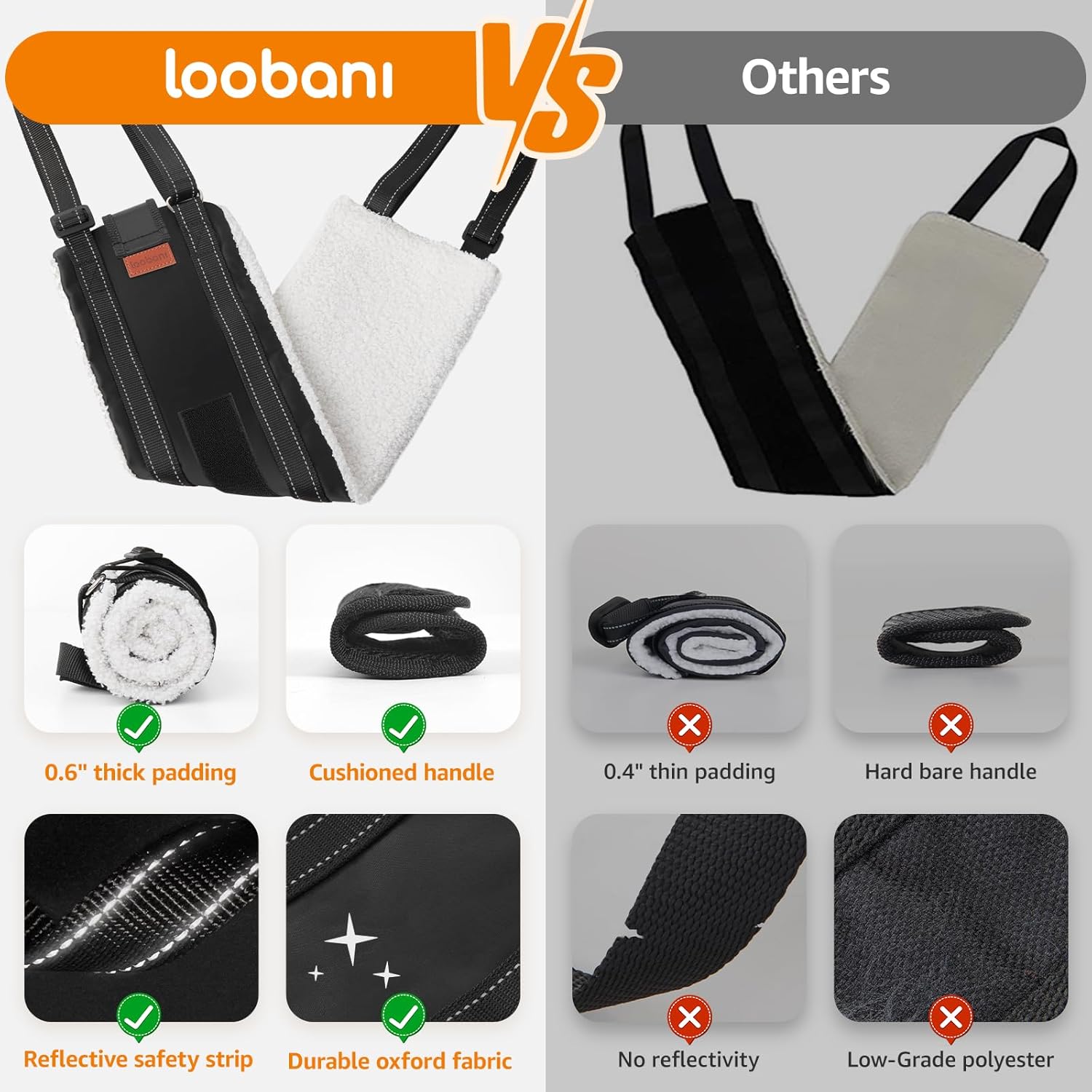 LOOBANI Dog Lift Harness for Back Legs, Portable Dog Sling for Large Dogs Hind Leg Support, Comfortable Supports Helps Canie Hip Arthritis K9 Cruciate Ligament Rehabilitation