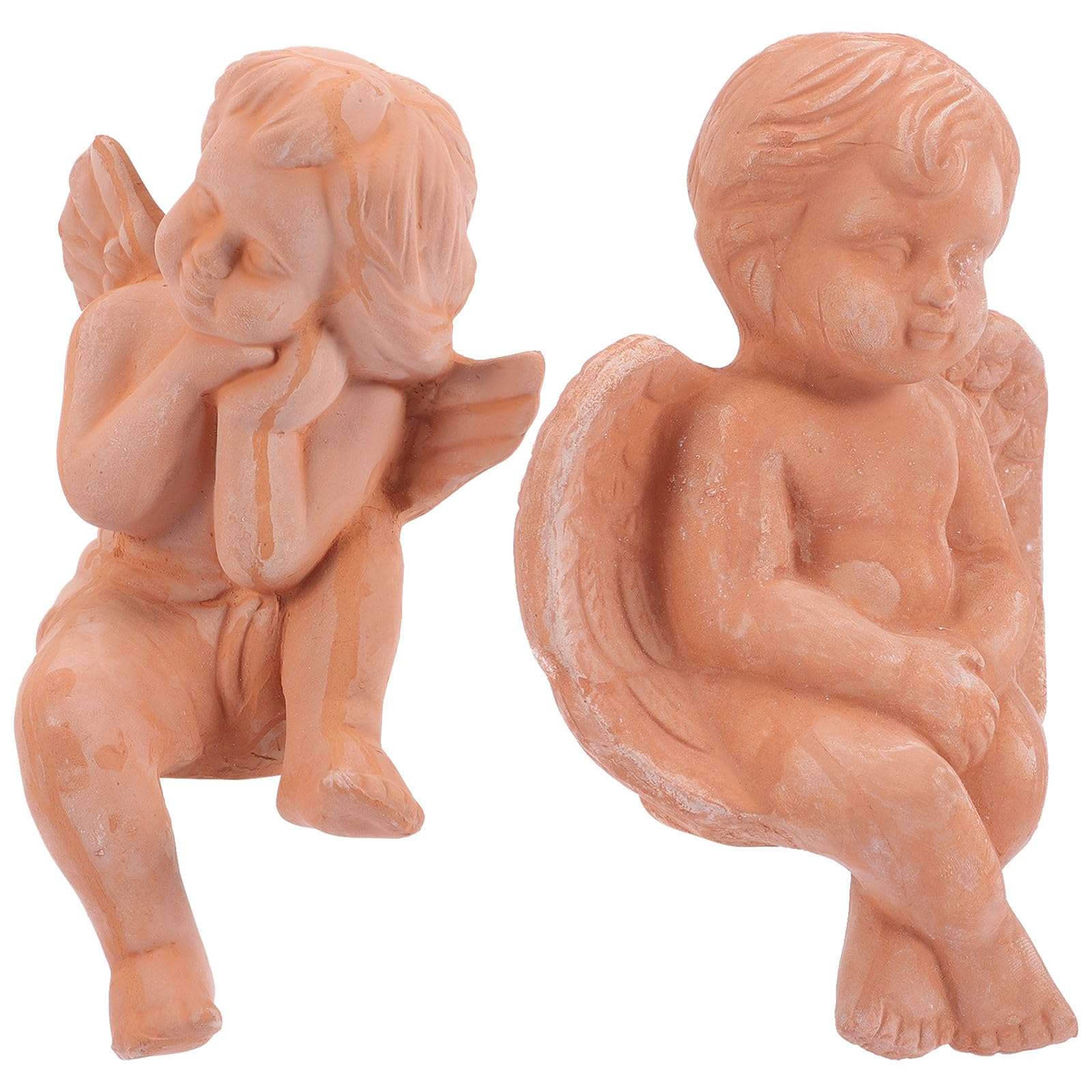 Statues d'ange en poterie adorables pour pot de fleur et étagère de salon