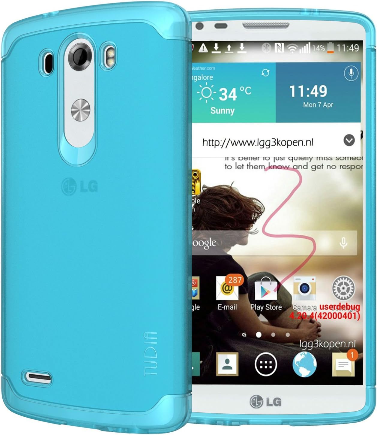 TUDIA LITE TPU Bumper Protective Case for LG G3 (2014) (Teal)