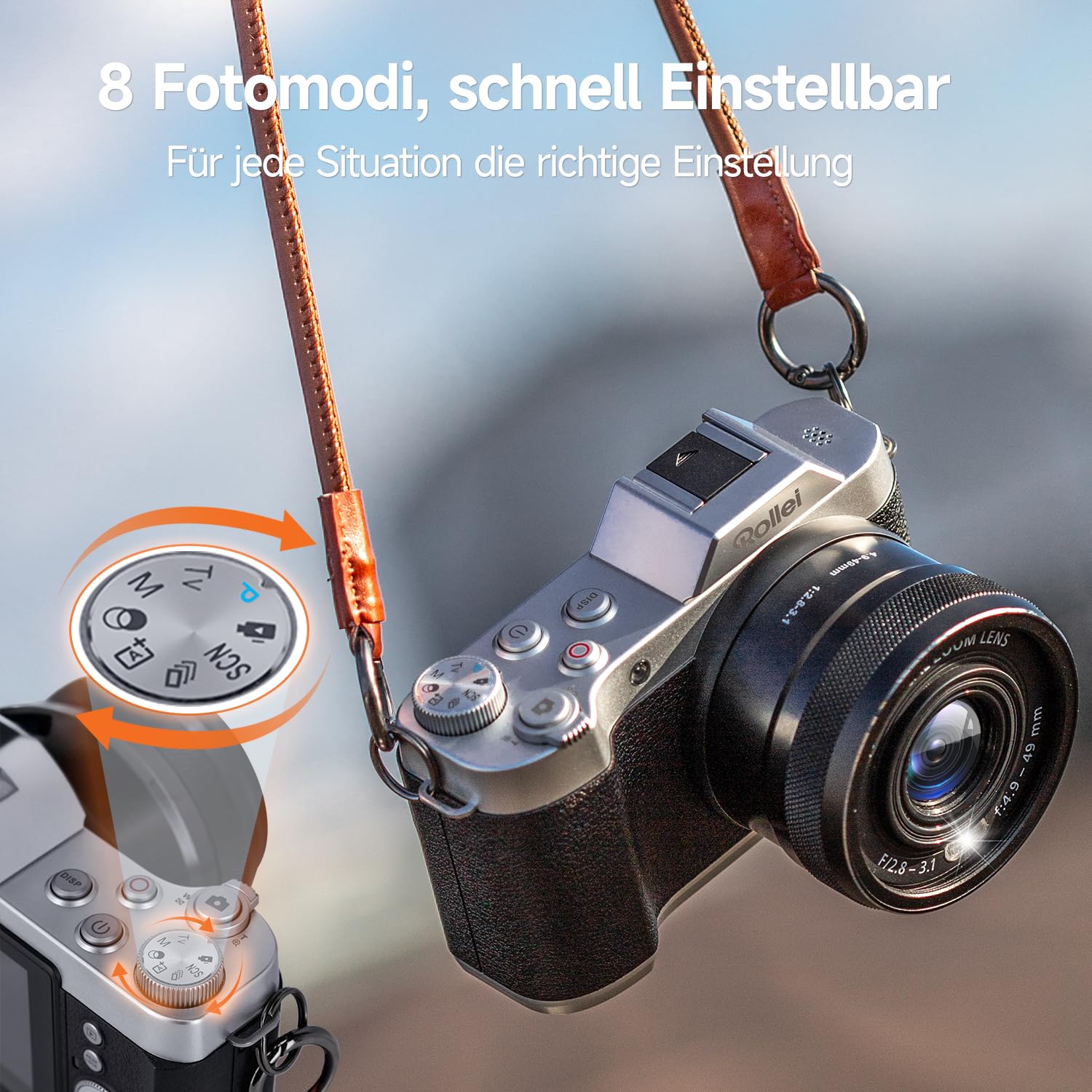 Rollei Powerflex Digitalkamera 10x Retro 10X Optischem Zoom((2,88" Display) 64MP 4K Fotokamera mit Akku Fotoapparat mit 8 Fotomodi Tragbar Kompaktkamera Vintage, Digital-Kamera-Fotoapparat-Camera