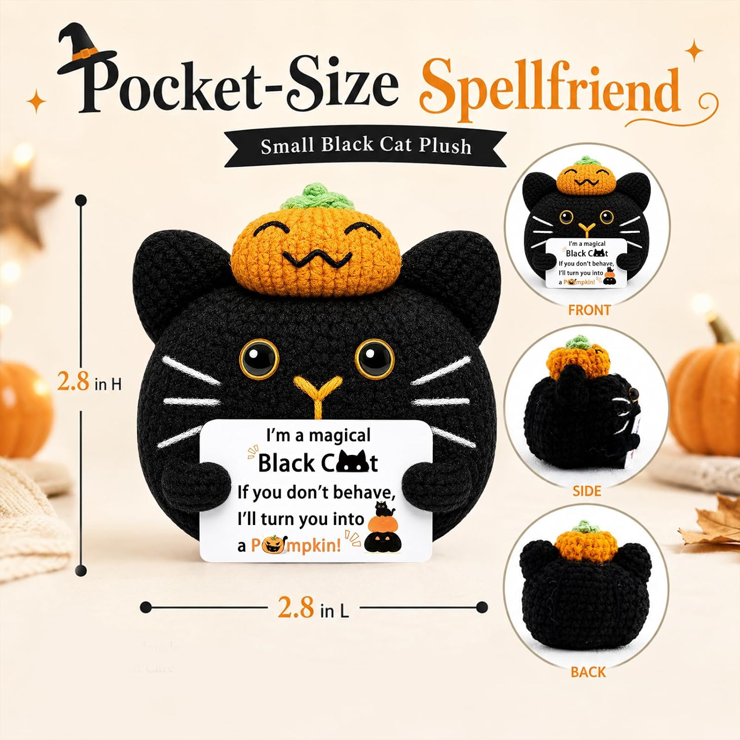 Aisity Black Cat Gifts for Women Men Halloween Stuff Cats Stocking Stuffers