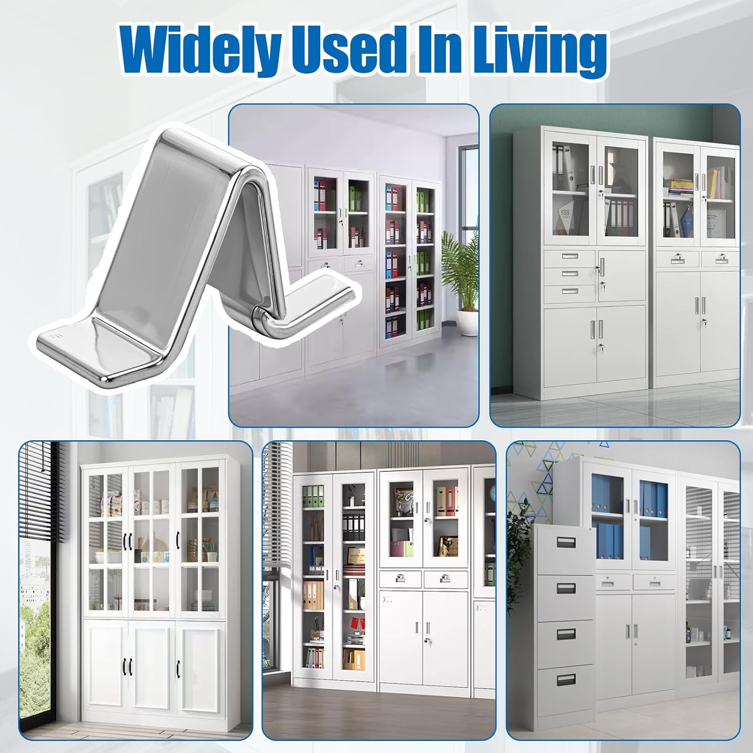 10 Pieces Cabinet Shelf Clips for Shelves, Thicken Metal Shelf Clips Removable Shelves Holders Heavy Duty Shelving Support Clip Replacement for Most Metal Cabinets, Silver