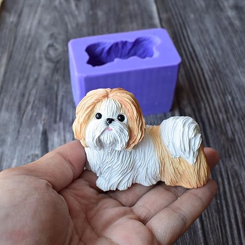 Miniatura 3 de Runloo - Molde de silicona para perros Shih Tzu para cachorros, moldes de chocolate, moldes de jabón para perros