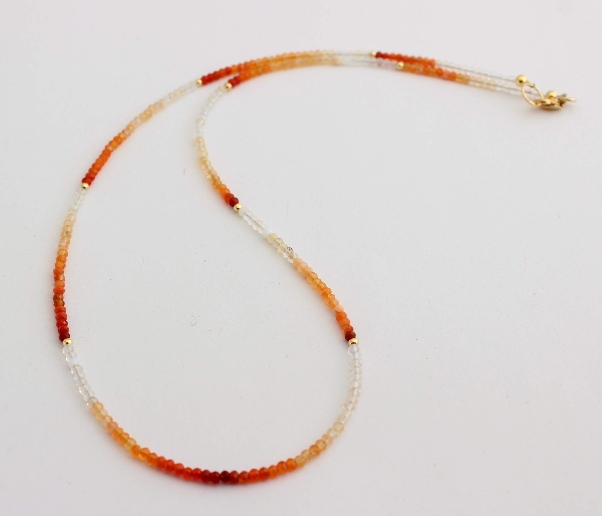 Feueropal kette facettierte feingeschliffen Kugel Orange farbverlauf vergoldet 925 Silber