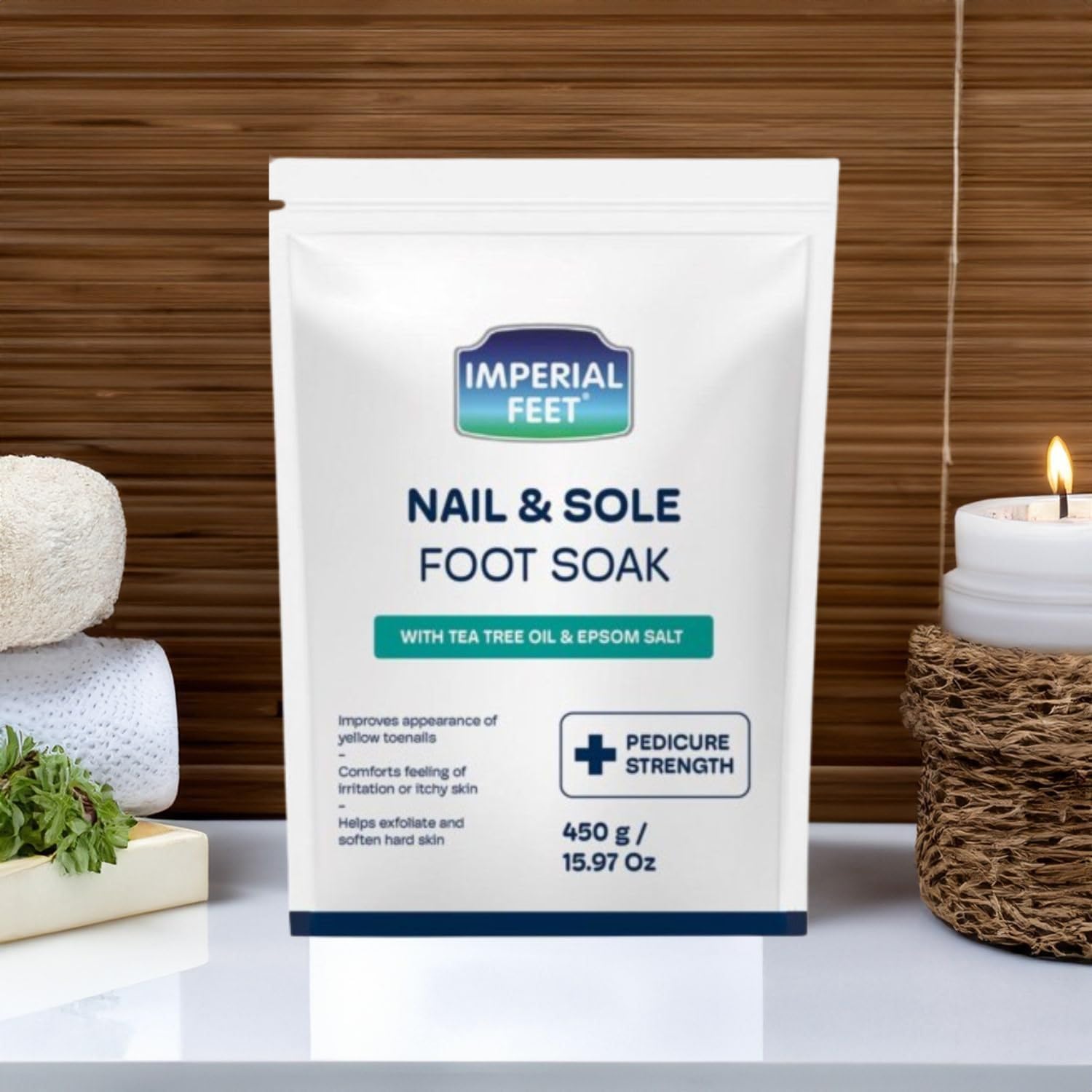 Pedicure Quality Foot Soak with Tea Tree Oil & Epsom Salt | Helps Treat Nail Fungus Athletes Foot | Anti Fungal Nail Treatment | Foot Moisturiser & Deodorizer Feet Soak | Exfoliating Foot Soak