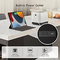 Vista 6 de ONBRILL Mesa completa de mesa de isla de cocina de 61 x 31 pulgadas con espacio de almacenamiento, toma de corriente y luces LED, mesa de comedor