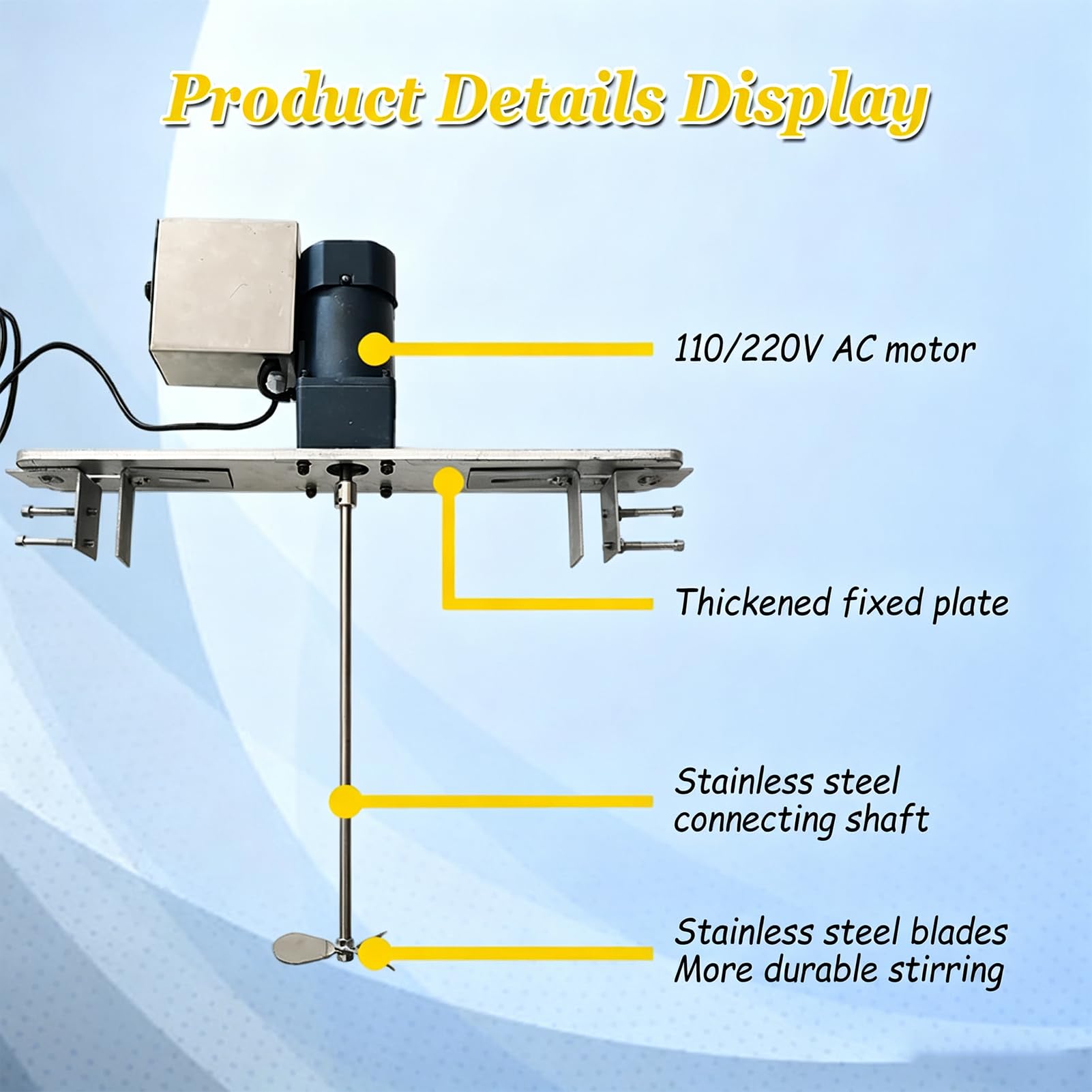 Mezcladora De Pintura Para Ibc De 140 W, Agitador Industrial De 200 Rpm | Mezcladora montada en tanque, varilla ajustable de 42-52 cm, resistente a altas temperaturas, para tintas, recubrimientos y r