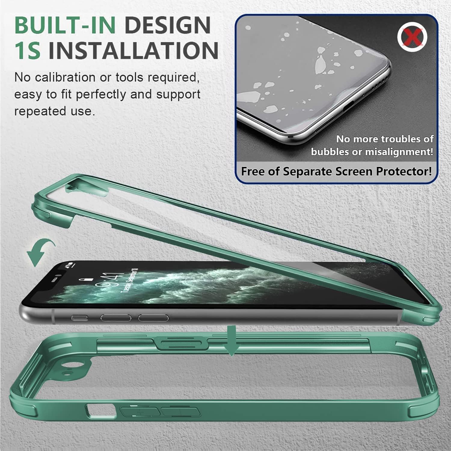 UBUNU iPhone SE Case with Screen Protector [Built-in 9H Hard Tempered Glass], for Magsafe Dual Layer 360 Full Body Protection for Men Women iPhone SE [2022/2020] Phone Case 4.7 inch, Mint Green