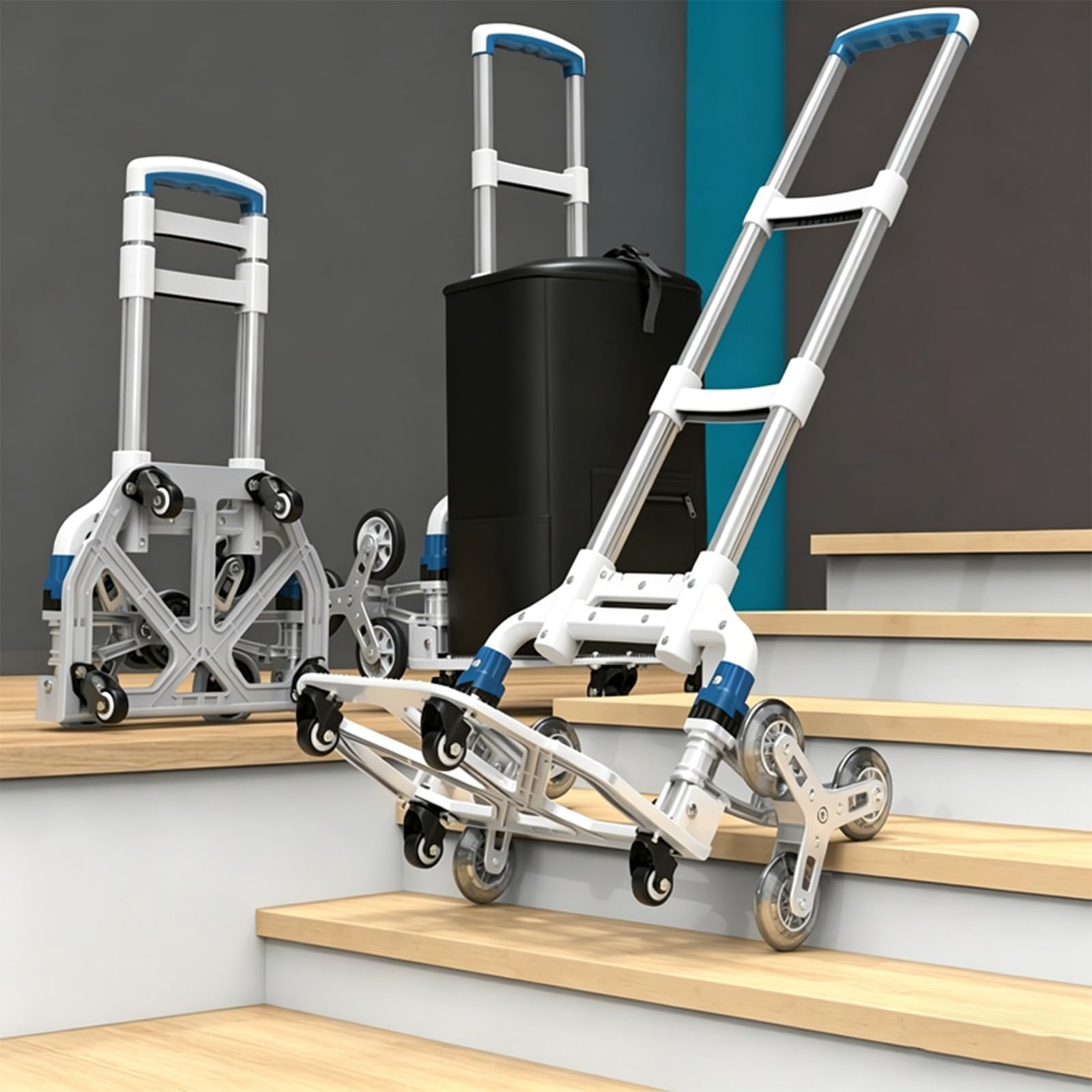 Silent-Wheel-Treppensteiger-Sackkarre – Treppensteiger aus Aluminiumlegierung, Ausgestattet mit Einem Teleskopgriff und Gummirädern; Geeignet for den Materialtransport(X-Small)