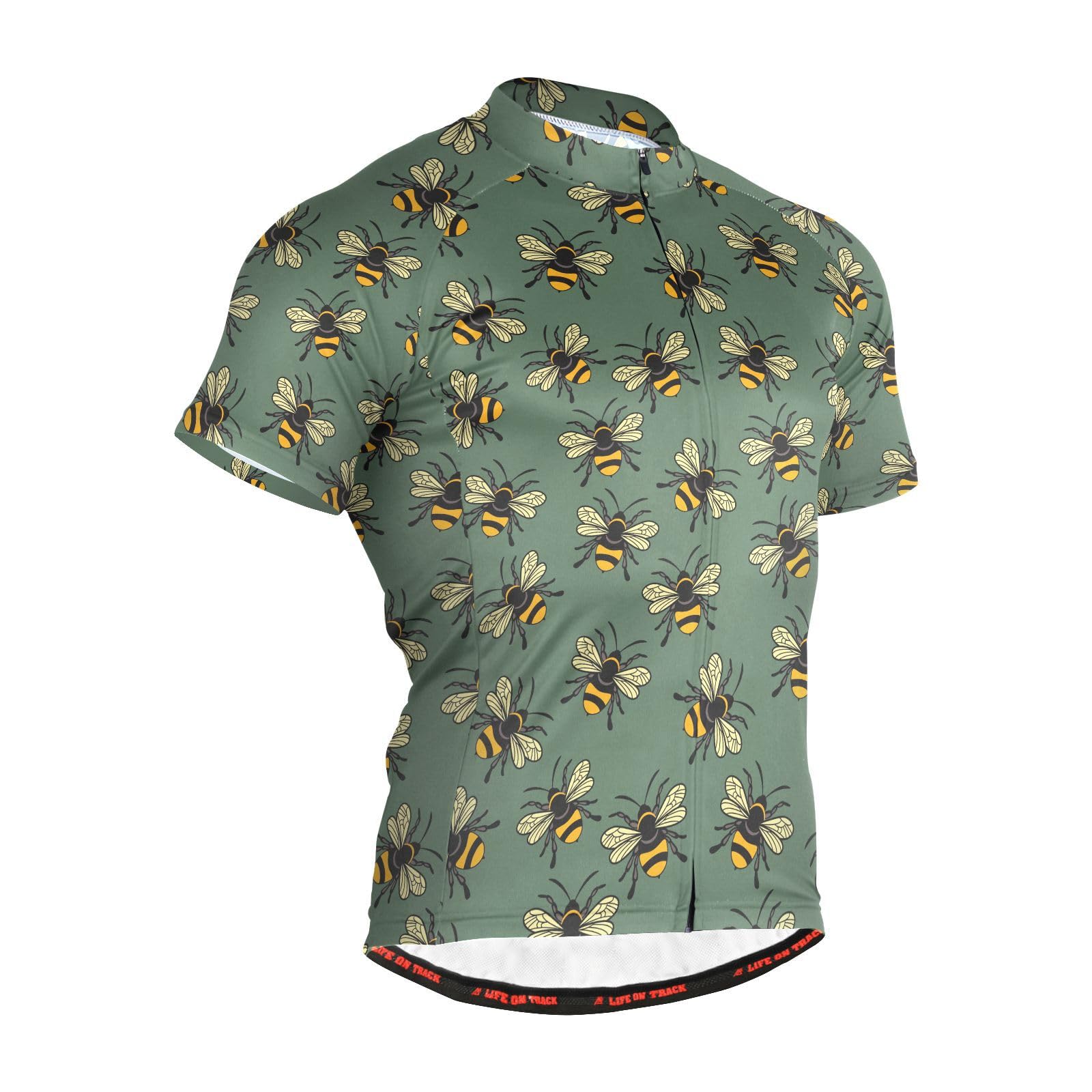 JHKKU Bee Cycling Jersey for Men Shorts Sleeve Moisture Wicking and Breathable Quick Dry with 3 Rear Pockets 3XL