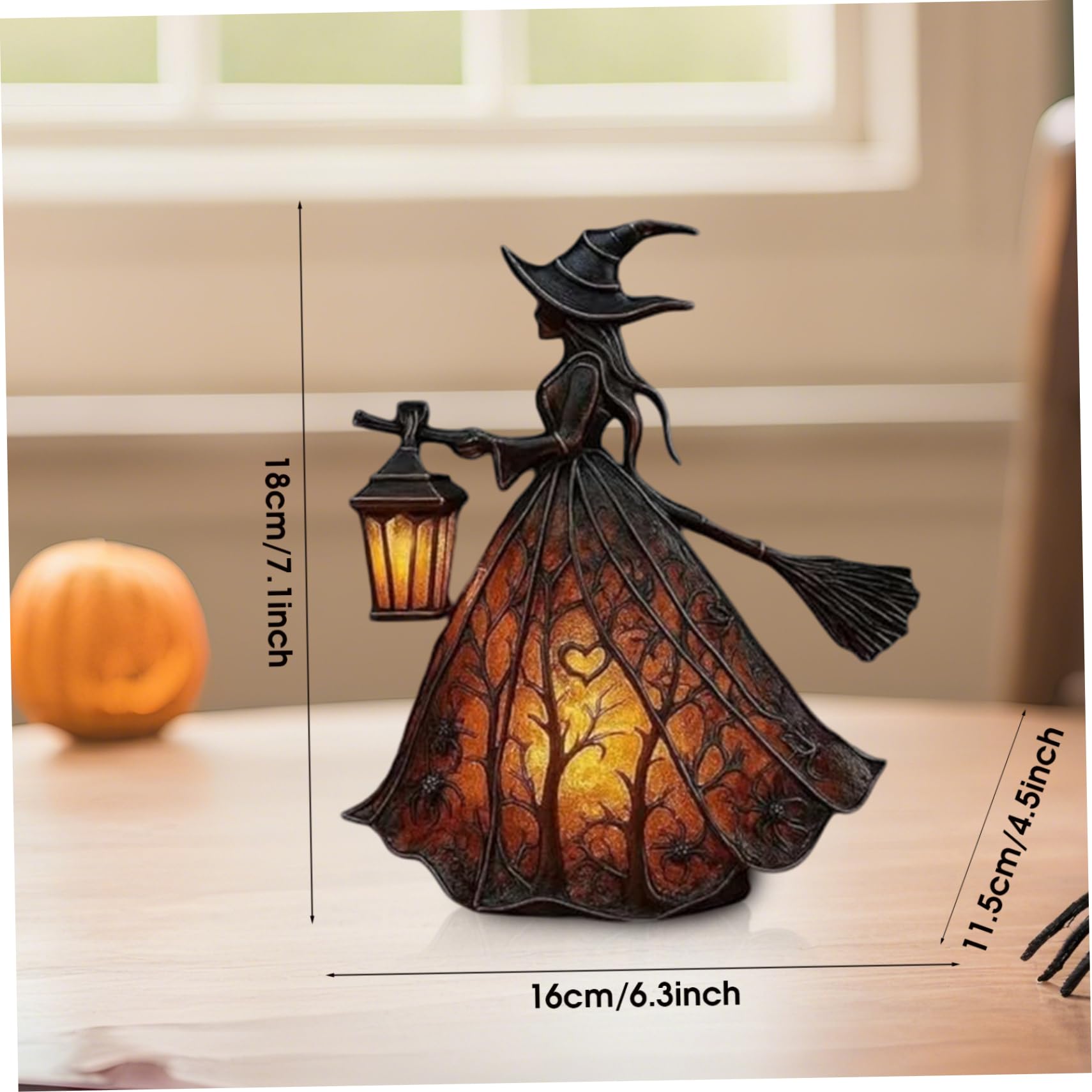 Lámpara de Halloween, estatua de bruja gótica, lámpara de resina, decoración de bruja de Halloween para centros de mesa de sala de estar, estatua de 7.1 x 6.3 x 4.5 pulgadas, decoración gótica