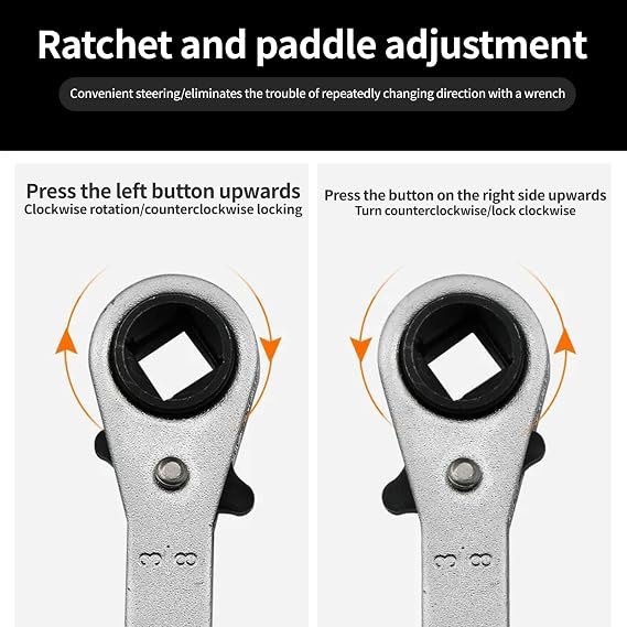 GIONAR HVAC Service Wrench Tools, Quad Ratchet Spanner with 4 Sizes 3/8'' 1/4'' 5/16'' 3/16'', 360° Air Ratchet Wrench for Air Conditioning & Refrigeration Equipment Repair