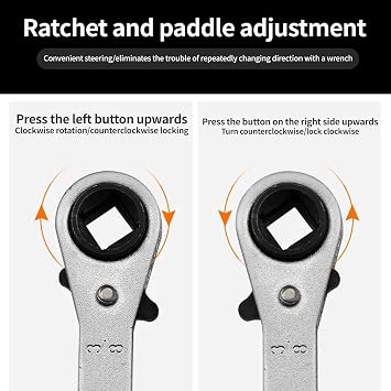 GIONAR HVAC Service Wrench Tools, Quad Ratchet Spanner with 4 Sizes 3/8'' 1/4'' 5/16'' 3/16'', 360° Air Ratchet Wrench for Air Conditioning & Refrigeration Equipment Repair