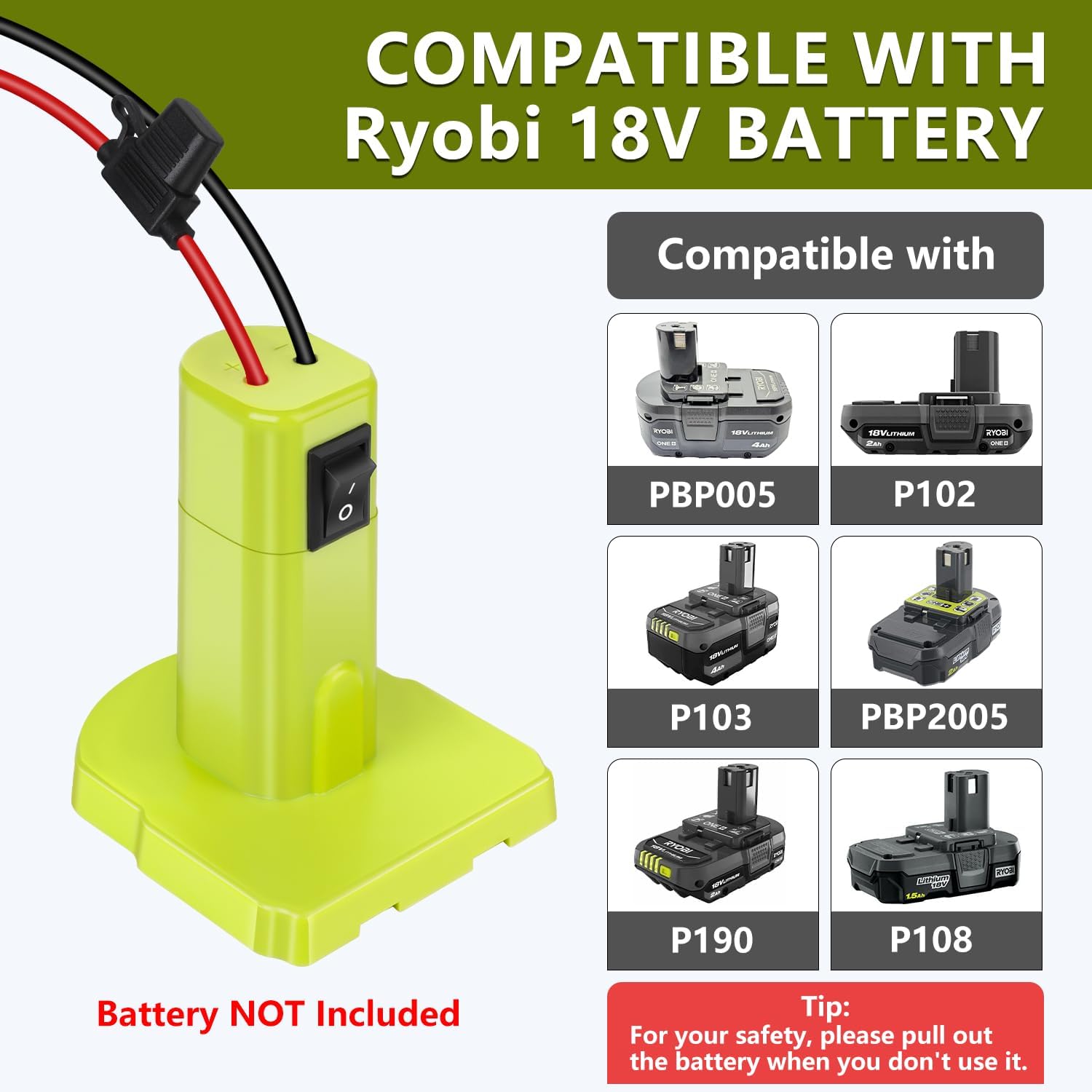 18V to 12V Step-Down Converter for Ryobi 18v Battery for Power Battery Adapter Wheel, DC 12V 15A 180W Buck Converter Regulator with 30A Fuse & Wire Terminal for Golf Cart RC Car Truck Light & DIY - Image 2