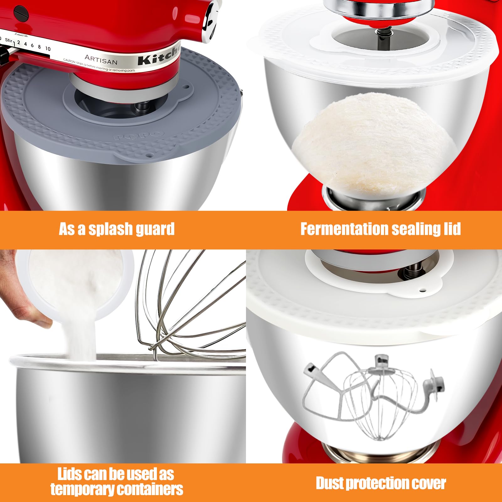 Voor KitchenAid 4 5 5 Quart RVS Mengkom Cover met Siliconen Fermentatie
