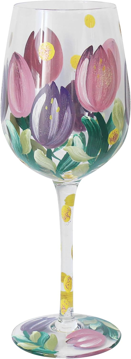 Lesser & Pavey Lynsey Johnstone Lilies Wine Glass | Floral Glass for Red & White Wine | Stylish Gift for Women & Mums | Elegant Drinking Glass for Home Bars, Parties, Dining & Special Occasions