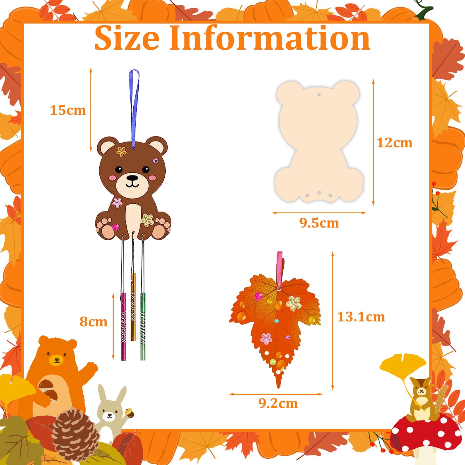 WEDNOK Lot De 12 Cadres Photo En Feuilles D'Érable - Carillon Éolien - Kit De Bricolage Pour Enfants - Bois - Automne - Feuilles D'Automne - Kit Créatif