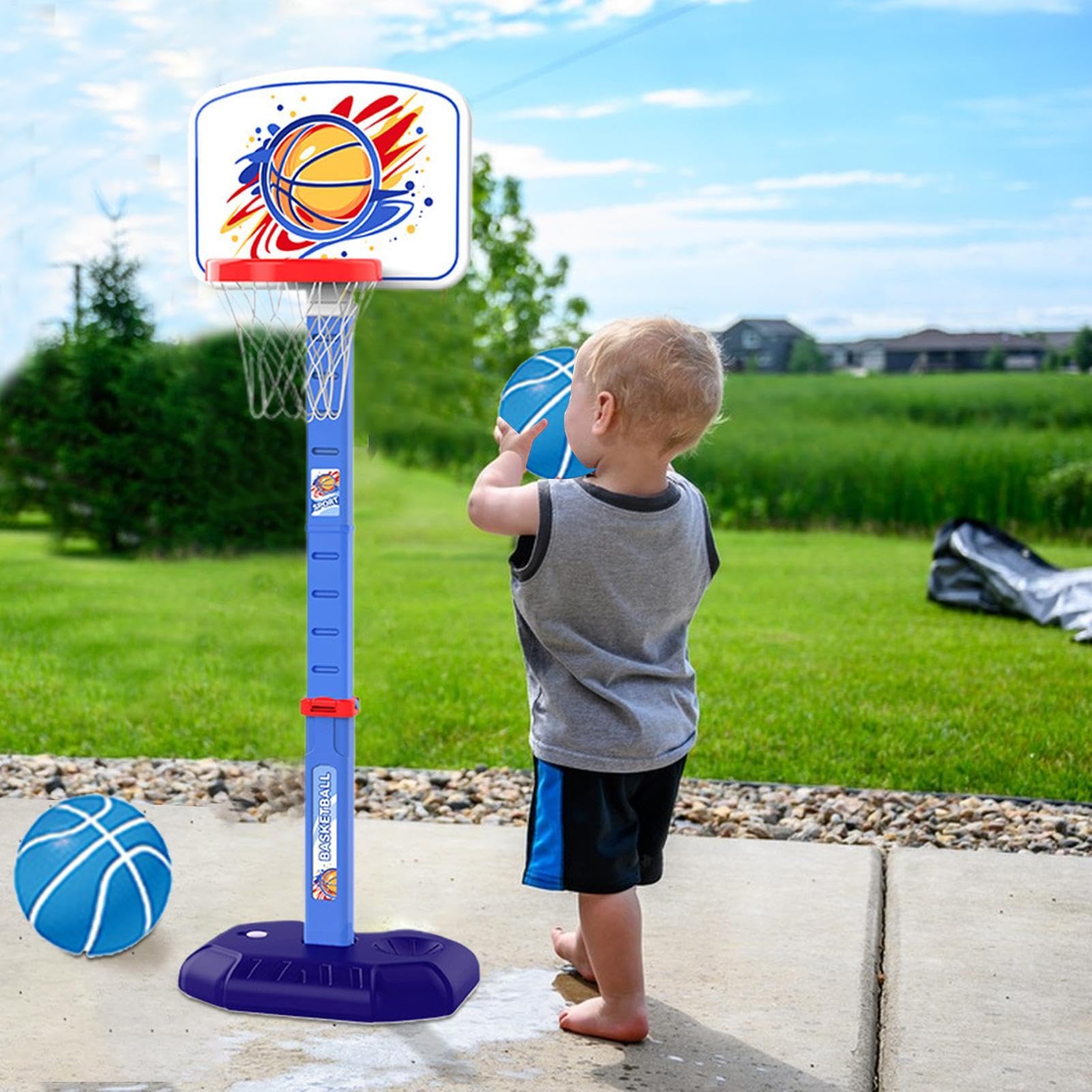 Canasta De Baloncesto Infantil Interior Juguete Deportivo Portátil para | Set De T Ball Y Juego De Lanzamiento De Anillas Juguetes De Baloncesto Para Niños De 1 A 8 Años