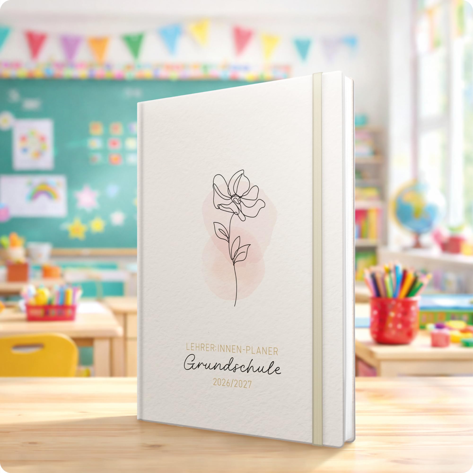 Häfft® Lehrerplaner Grundschule 2026/2027 im A4+ Format Hardcover - Schuljahr 12 Monate (Aug 26 - Jul 27) Lehrerkalender & Unterrichtsplaner für Klasse 1–4 "Soft Flower"