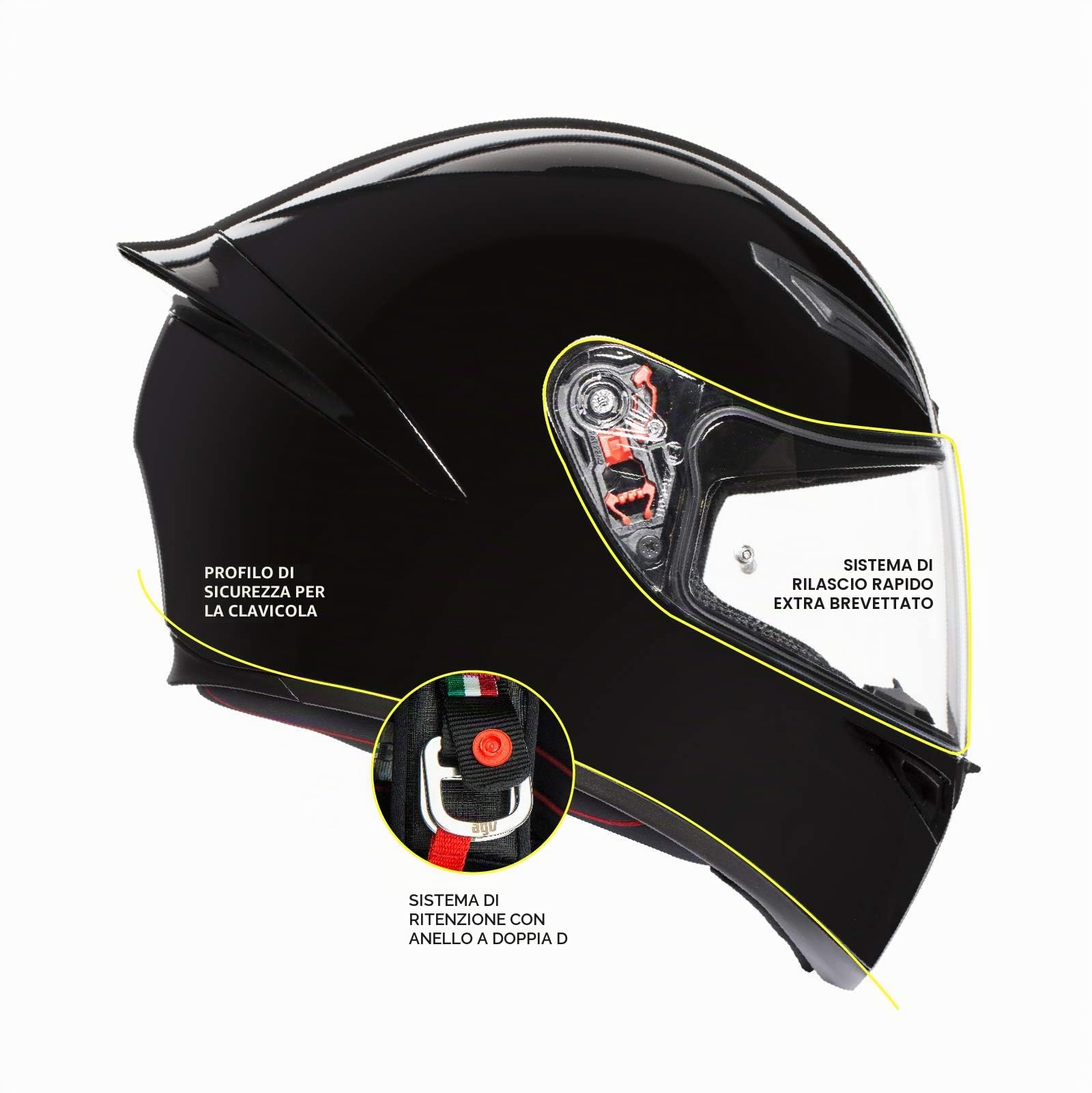 AGV K1 ECE 22-05 Solid Casco Moto Integrale ECE 22-05 Sportivo, Nero, MS