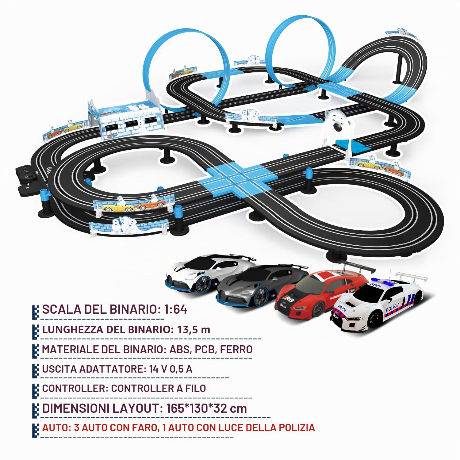 AGM MASTECH Serie Ad Alta Velocità Set di Piste da Corsa per Auto a Slot - Ufficiale Autorizzato, Circuito Elettrico e Accessori