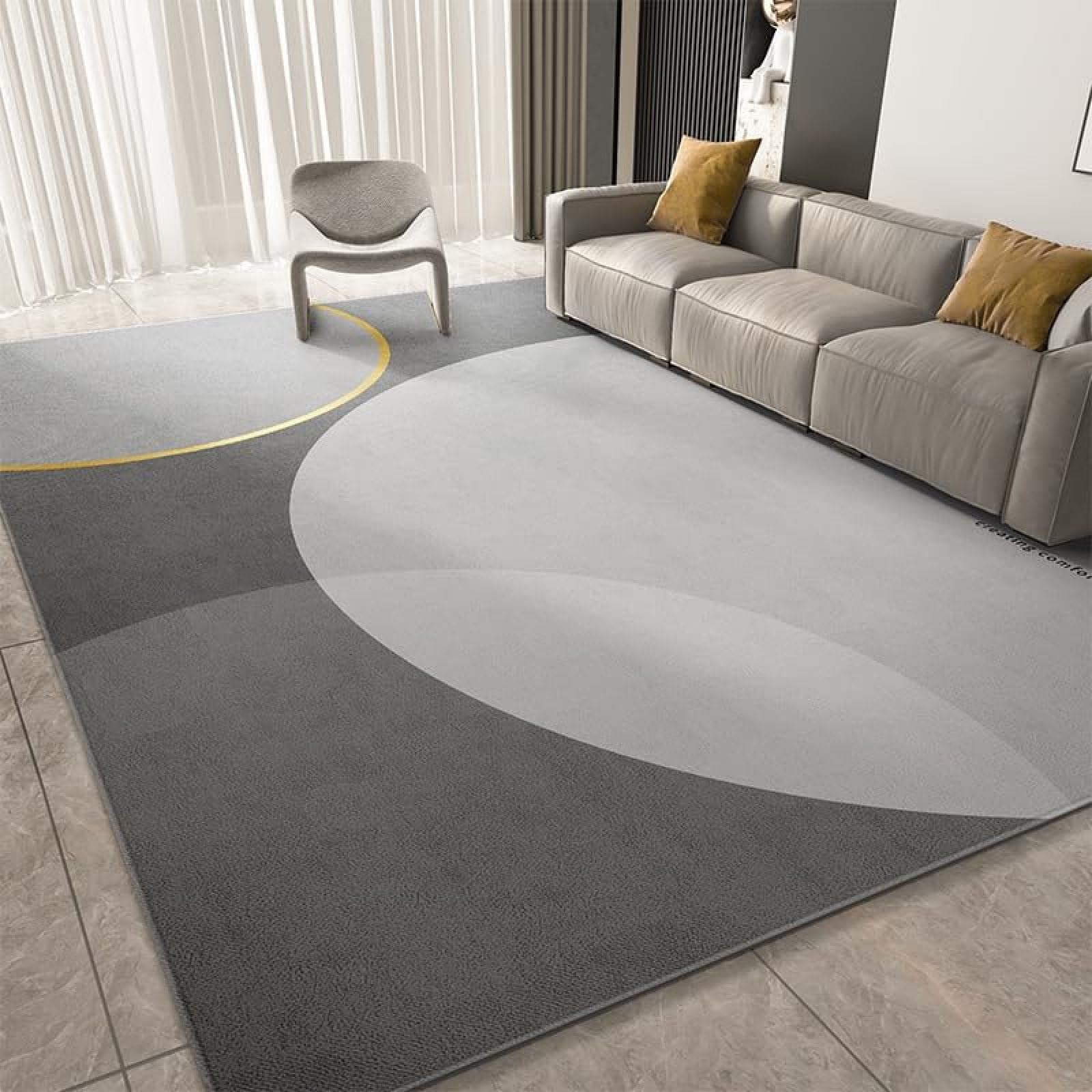 Tapis de cuisine lavable et tapis de couloir gris à motif géométrique