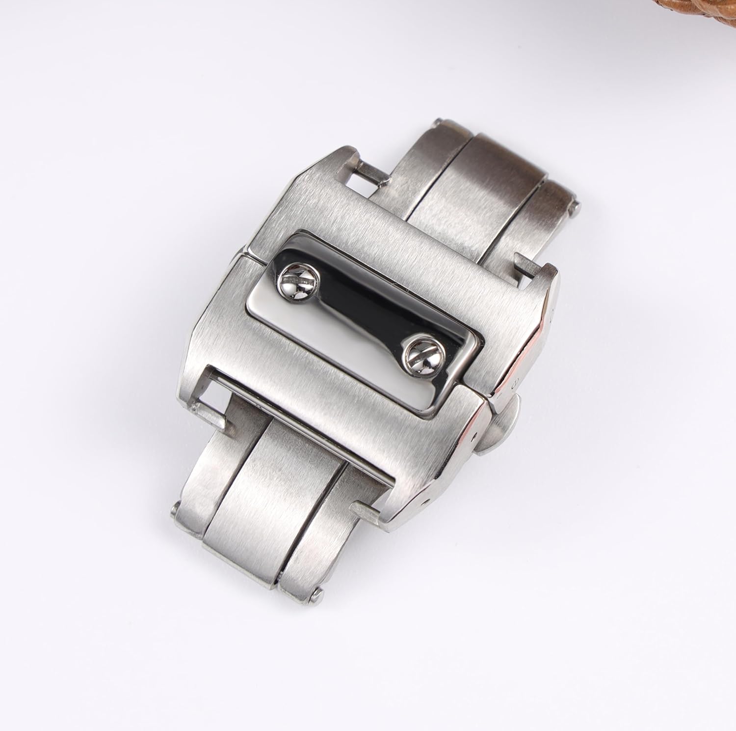For Cartier Santos 100 Series Watch Buckle 316L Stainless Steel Brushed Butterfly 18/21mm Fold Buckle Clasp