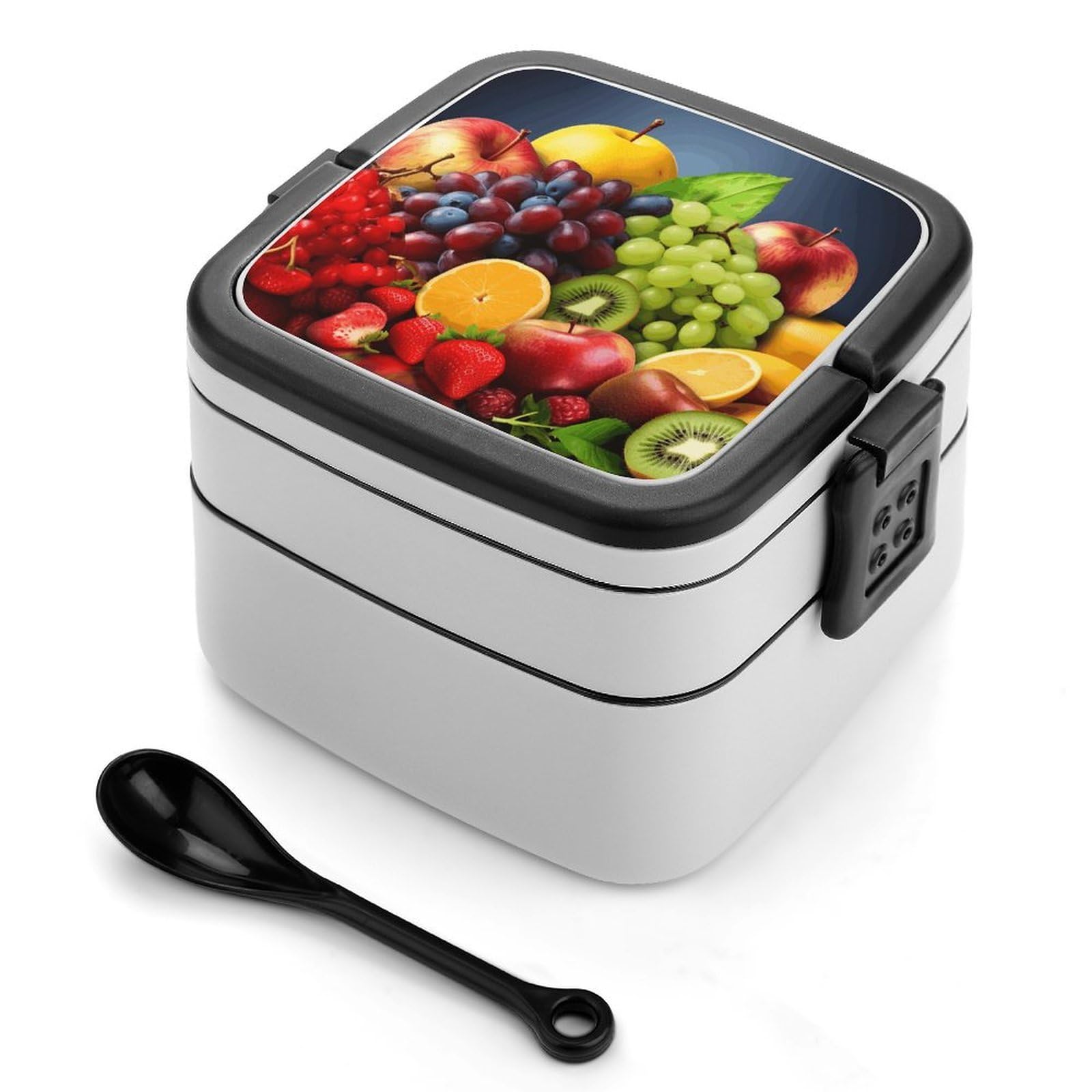 VstaDank Fruits Bento Box Portable Adult Lunch Box with 2 Layer&Spoon Reusable Insulated Lunchbox Large Food Containers Leak Proof Lunch Containers for Work Camping Meal Prep